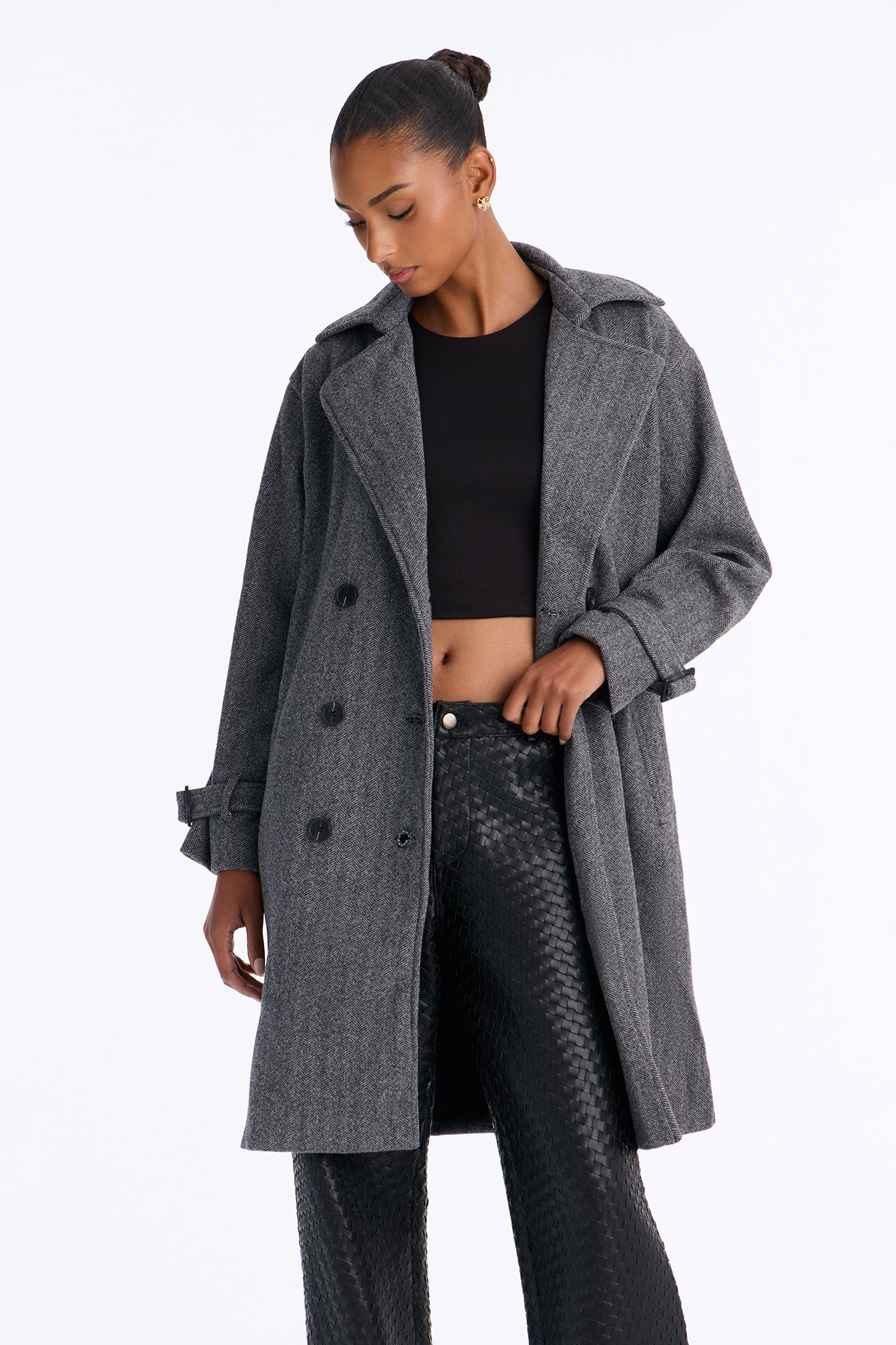 On The Go Chevron Coat - Black/combo