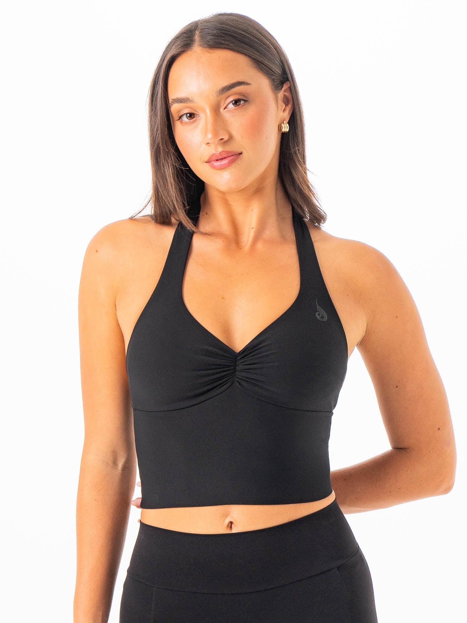 NKD Scrunch Halter Tank - Black