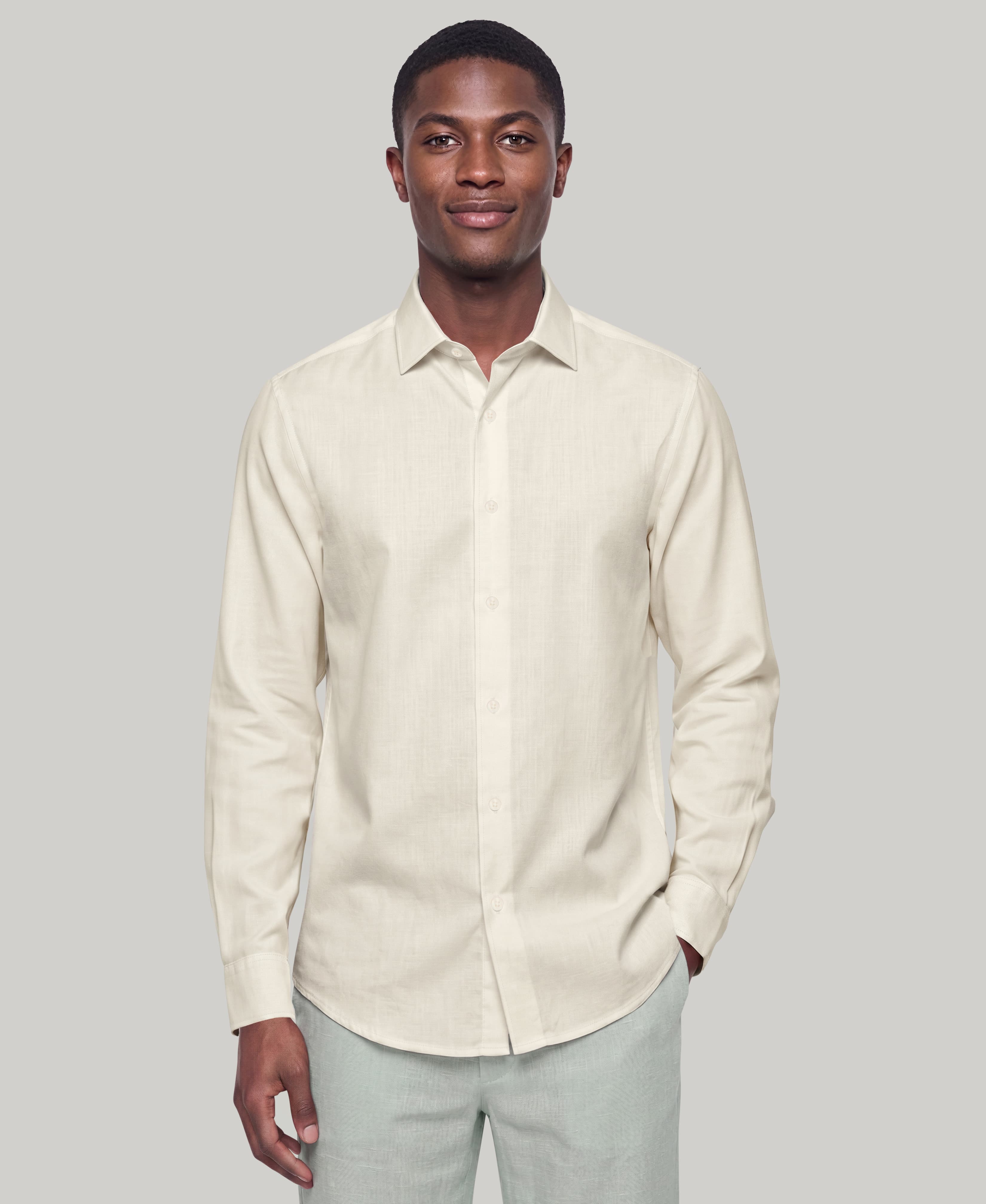Travelselect™ Linen-Blend Rolled Sleeve Shirt