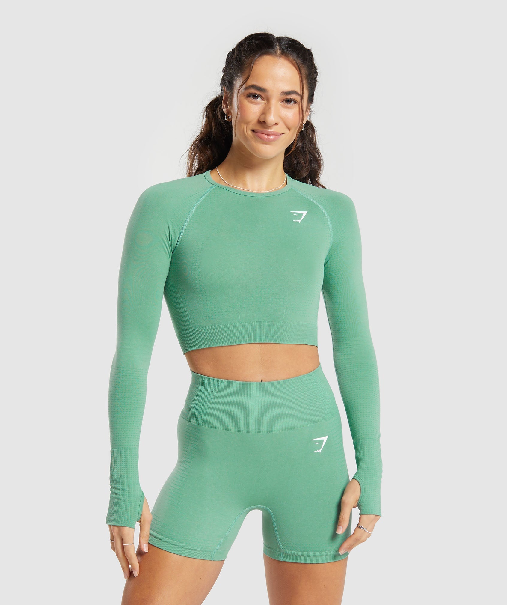 Gymshark Vital Crop Top - Lagoon Green/ Marl