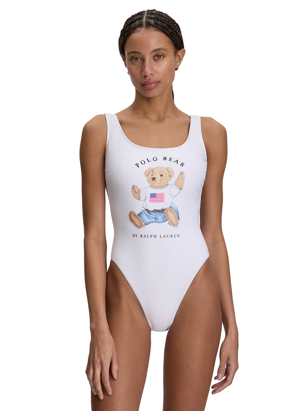 Polo Ralph Lauren Women's Terry Polo Bear Scoop Tank One Piece Swimsuit