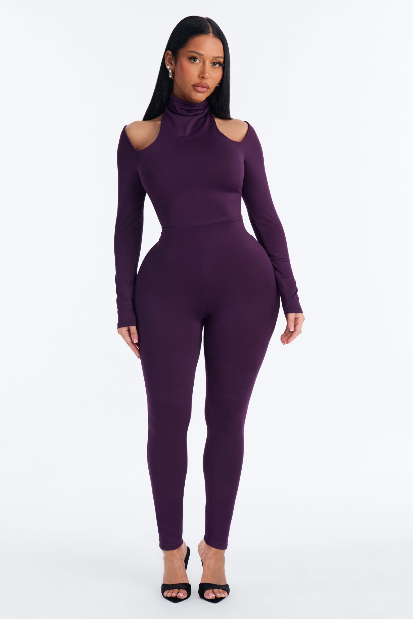 No Turning Back Shoulder Cut Out Jumpsuit - Plum