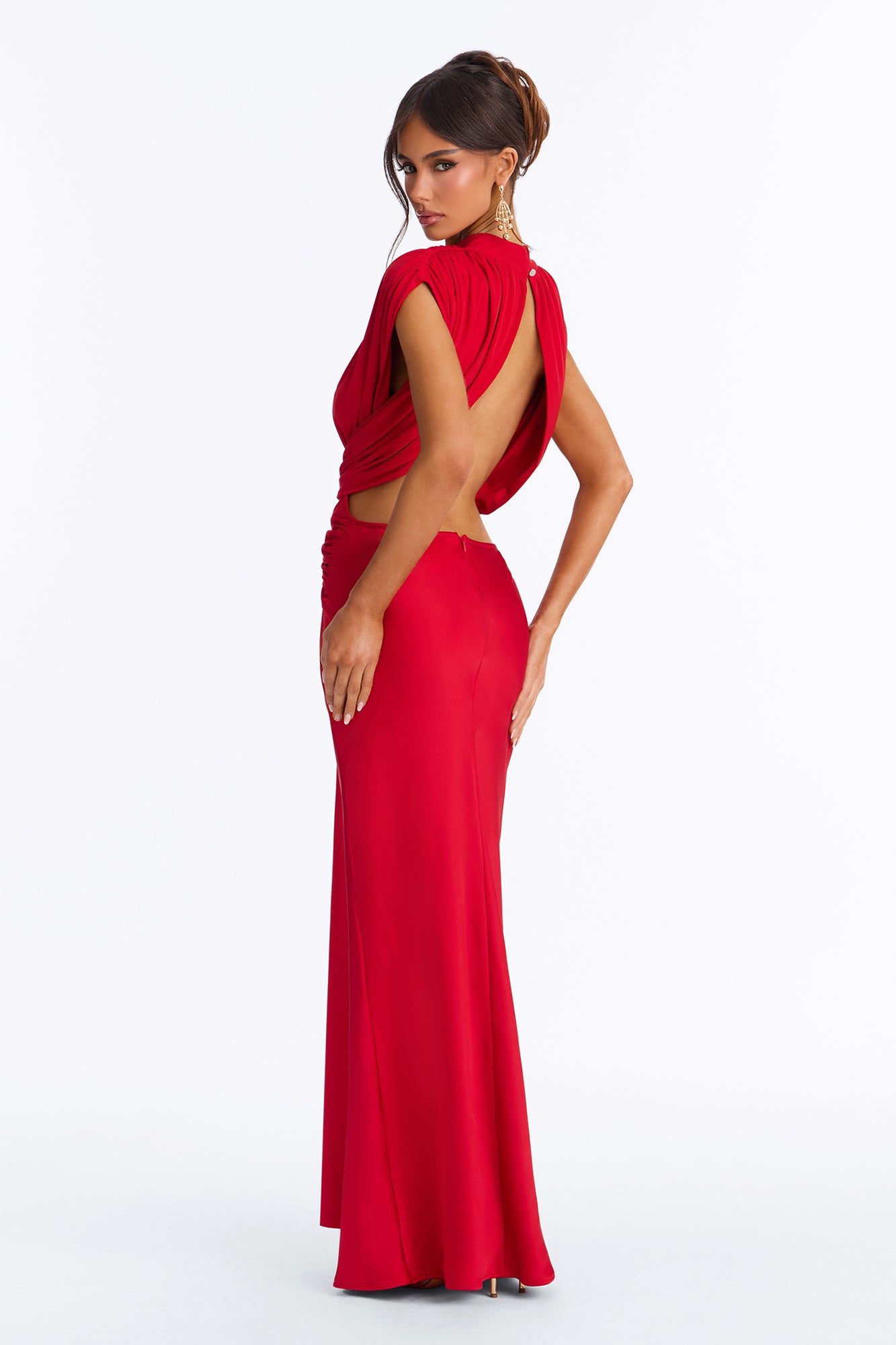 Stay With Me Backless Maxi Dress - Red