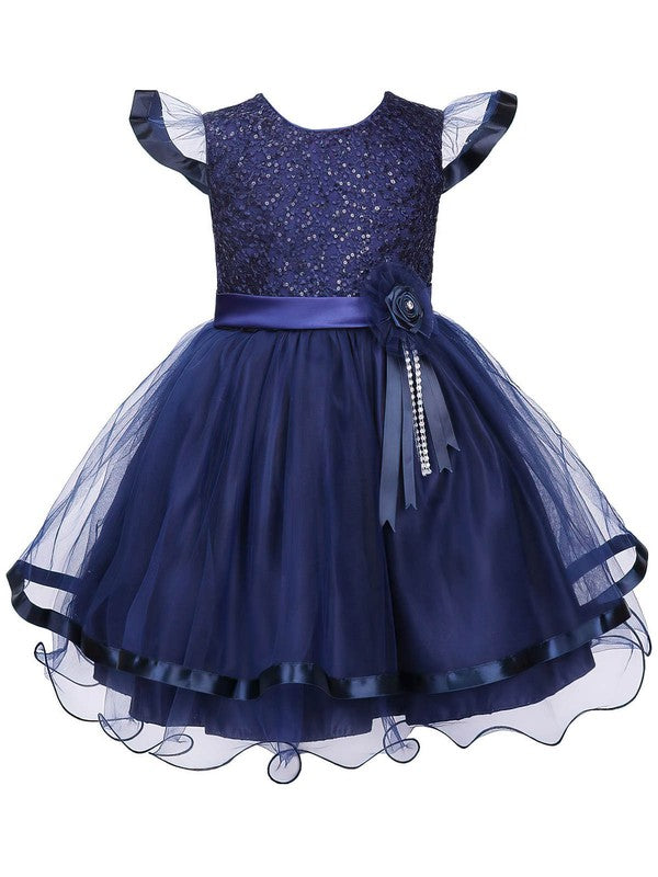 Beautiful A-Line Crew Neck Tulle Lace Flower Girl Dresses with Sash