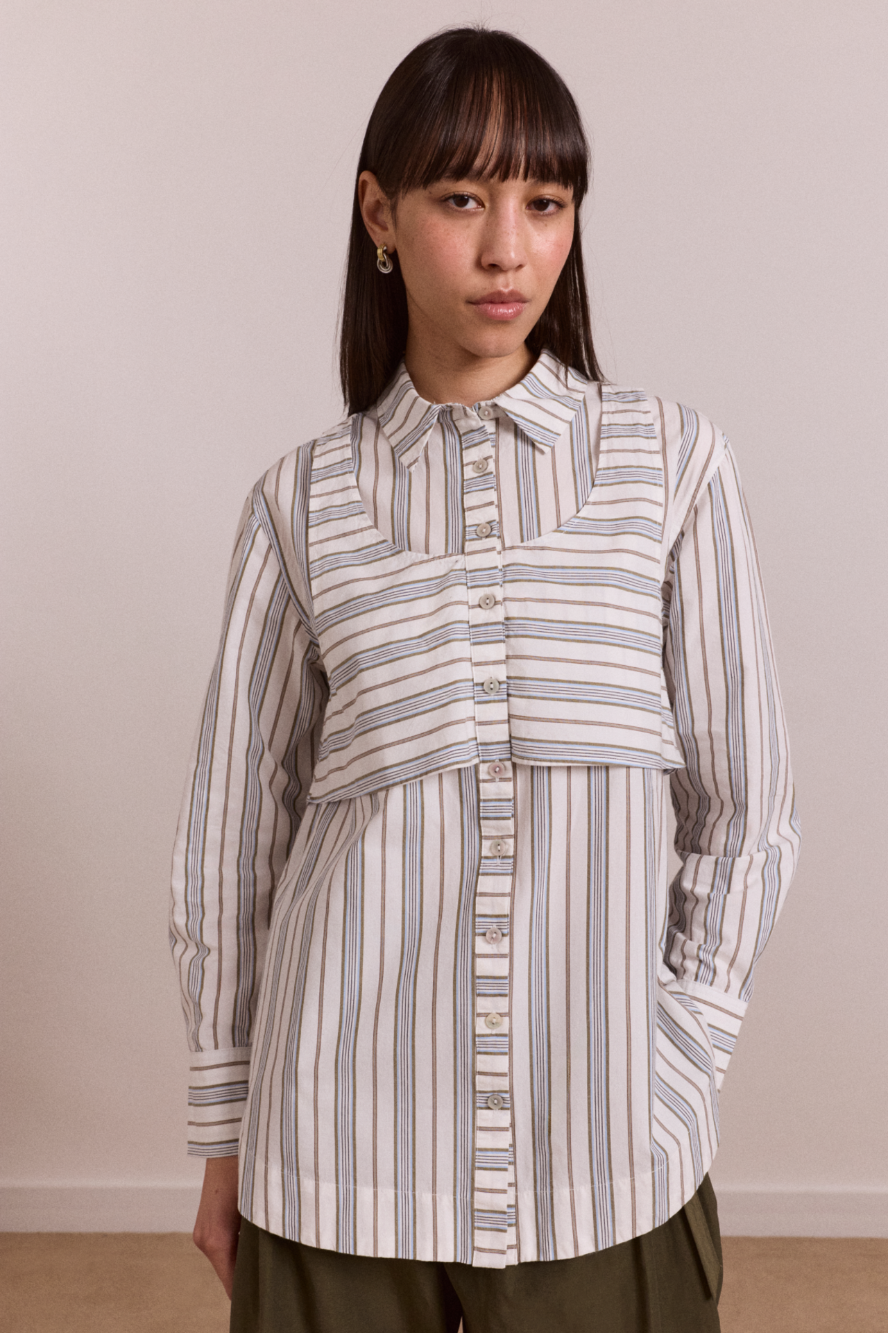 Valeria Double Layer Shirt - Caraway Stripe