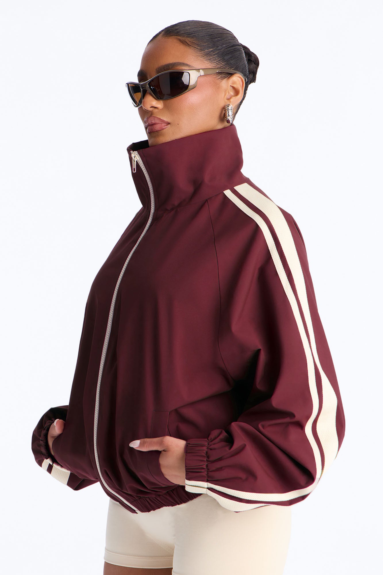 Trackstar Contrast Windbreaker Jacket - Burgundy/combo