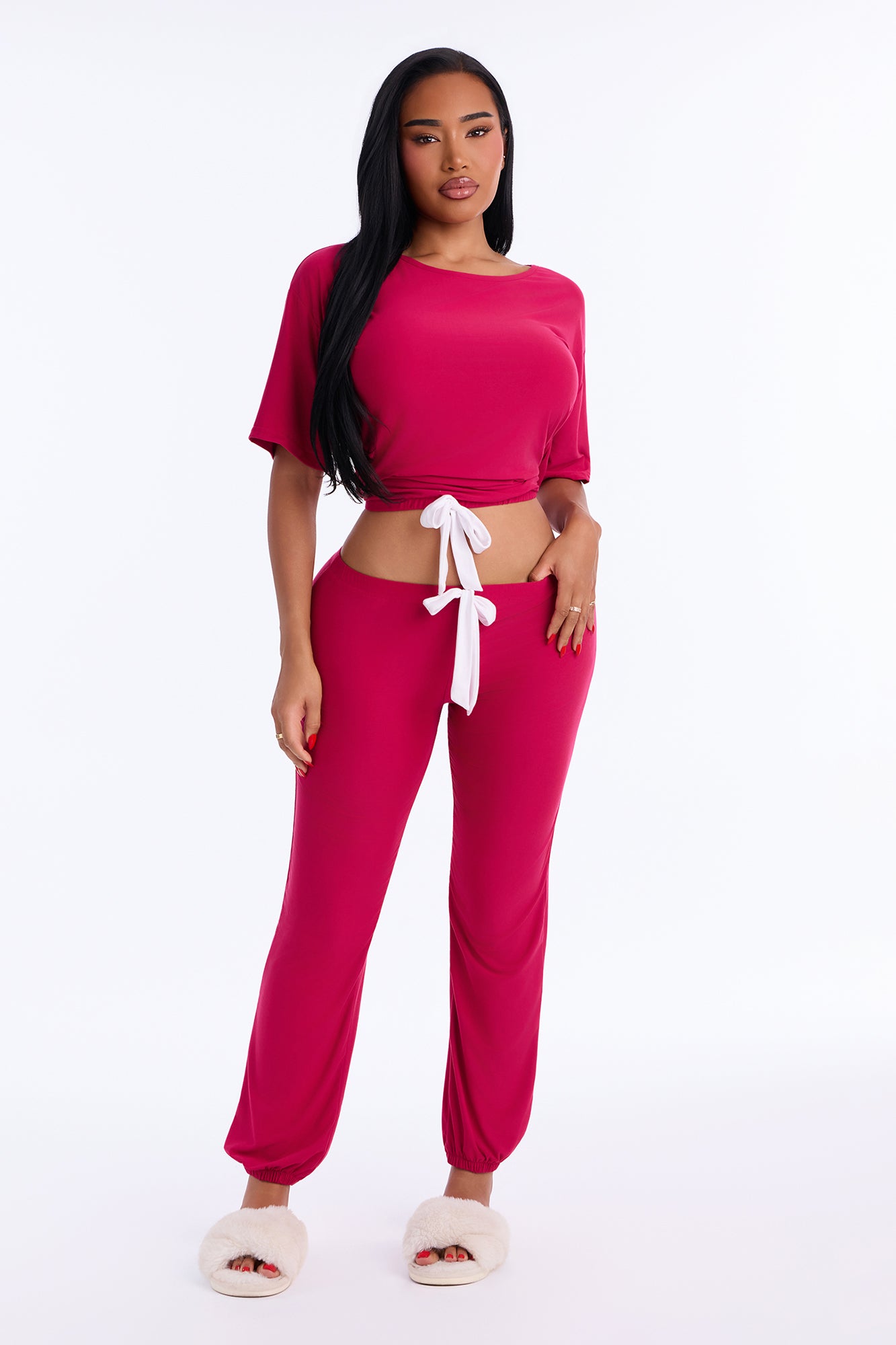 Tonight Only Short Sleeve PJ Jogger Pant Set - Plum