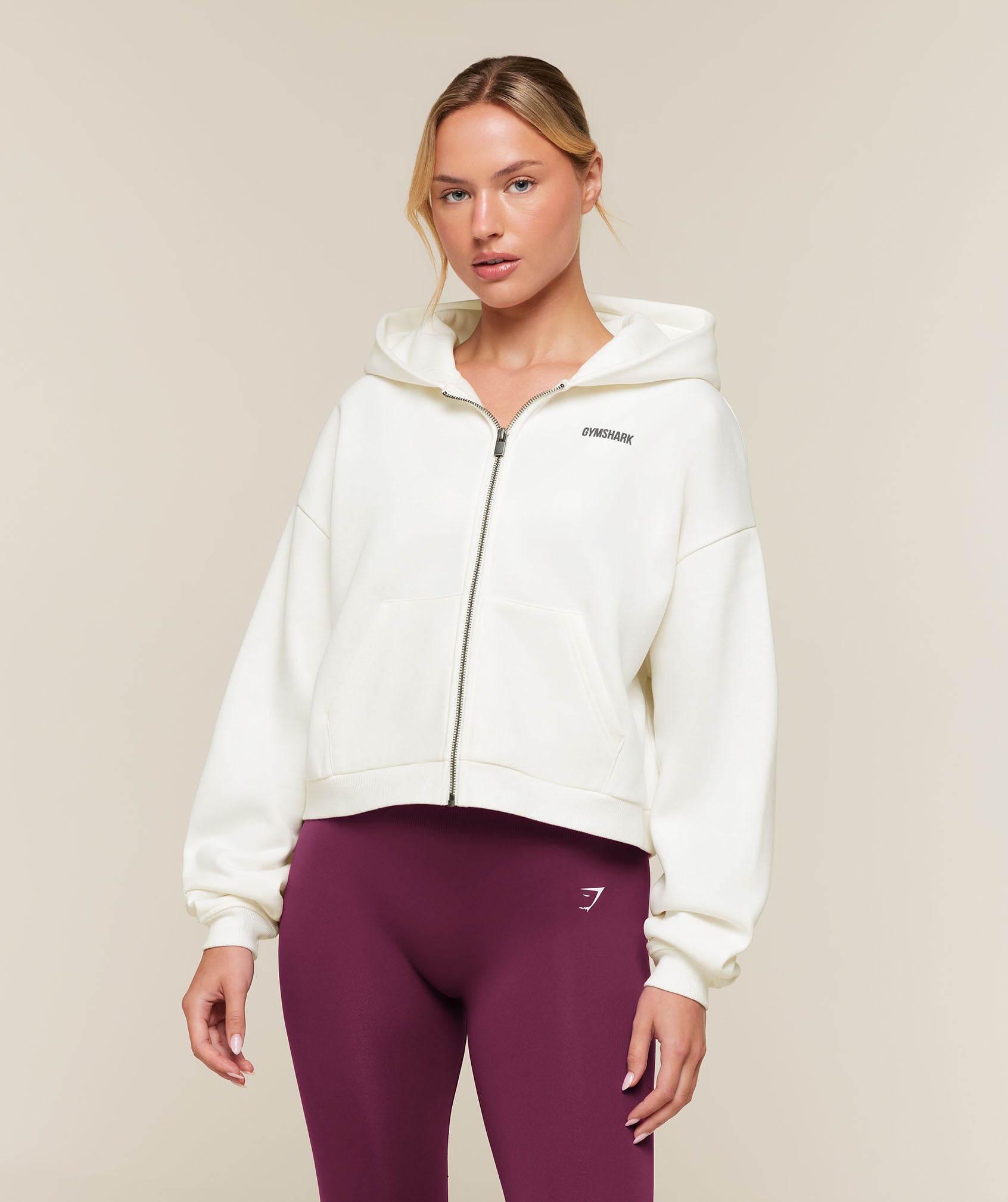 Gymshark Cosy Luxe Zip Through Hoodie - Soft White
