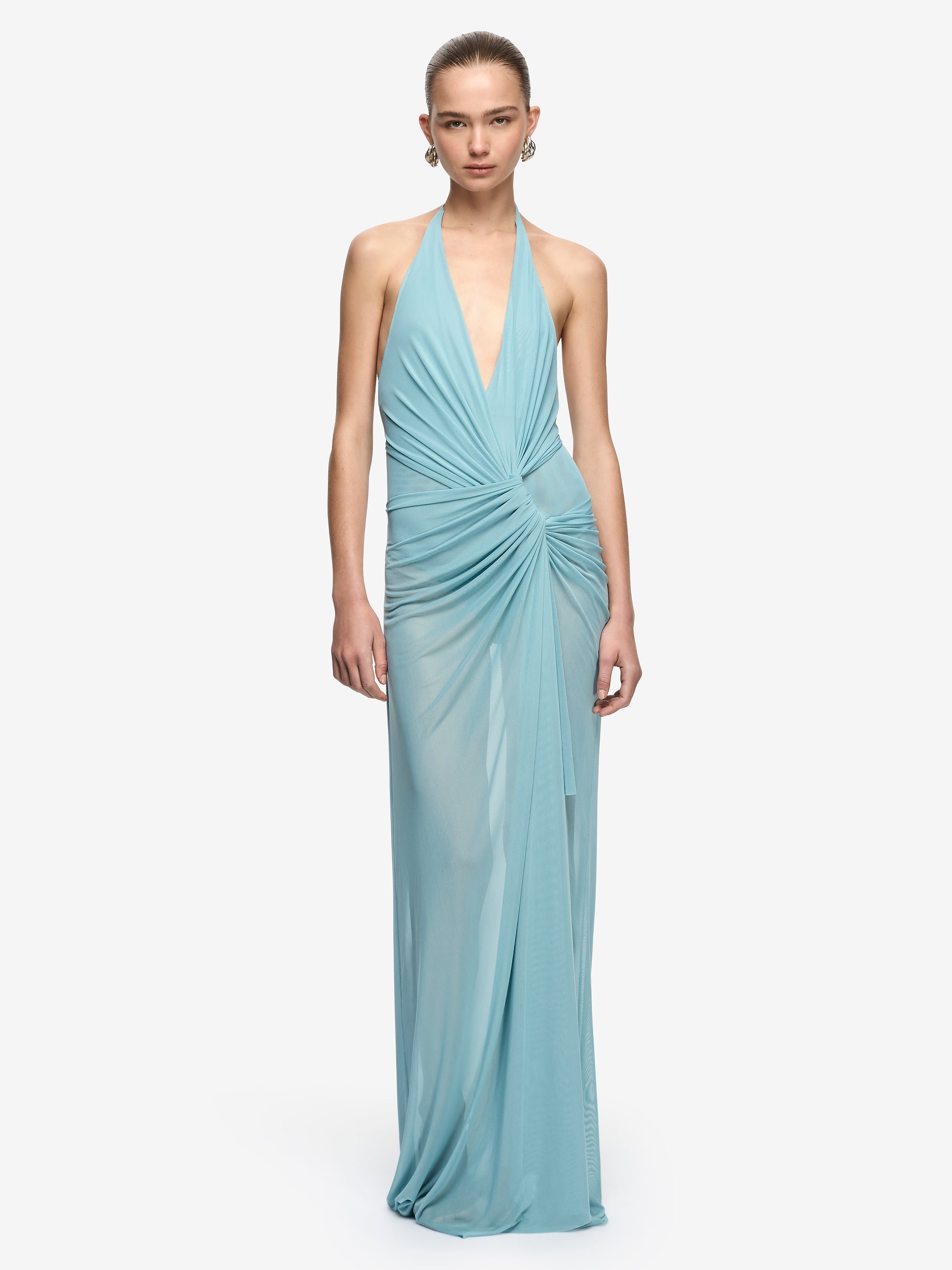 XANTHI V NECK MAXI DRESS - BERMUDA BLUE
