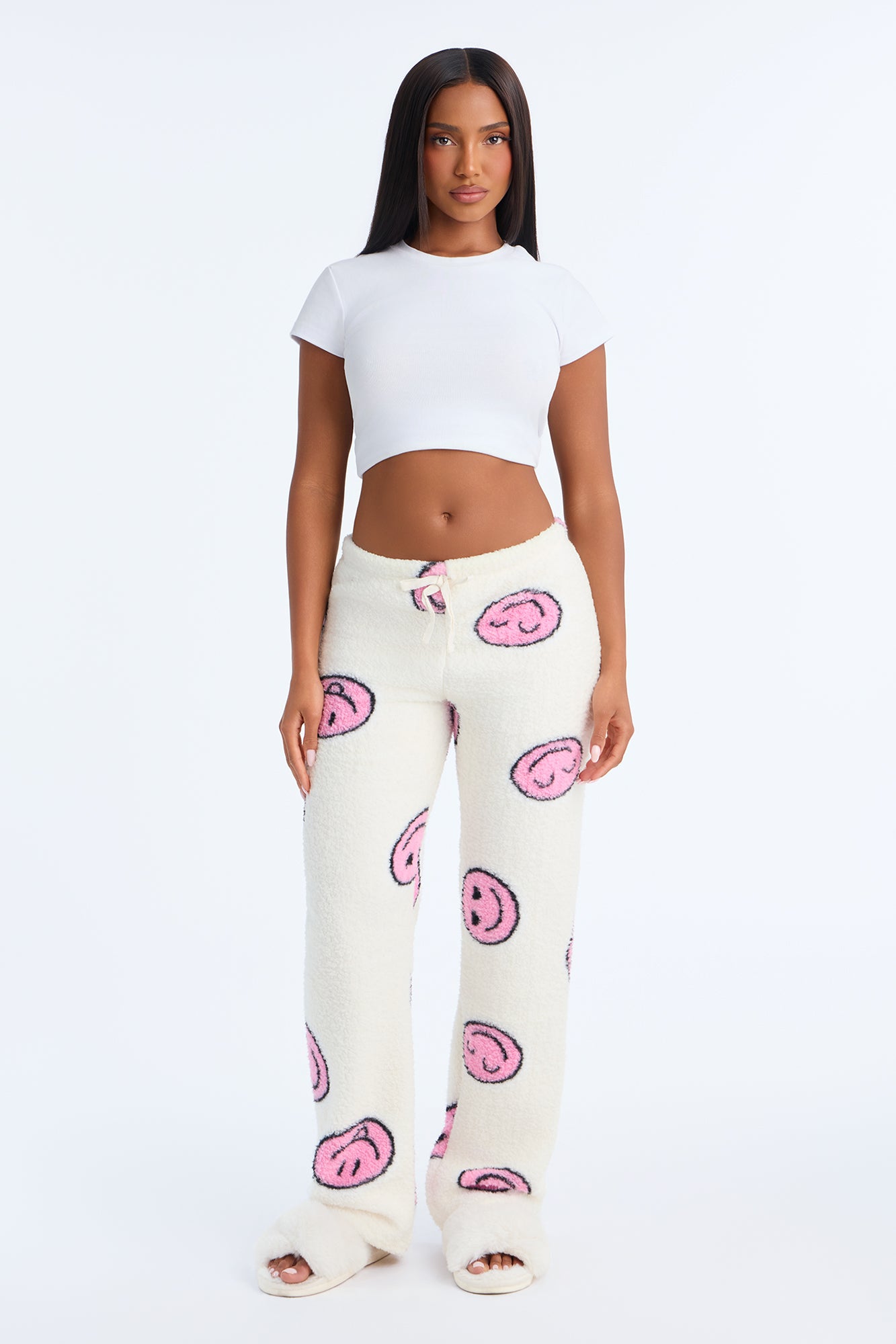Cuddle Boo Sherpa PJ Pants - White/combo