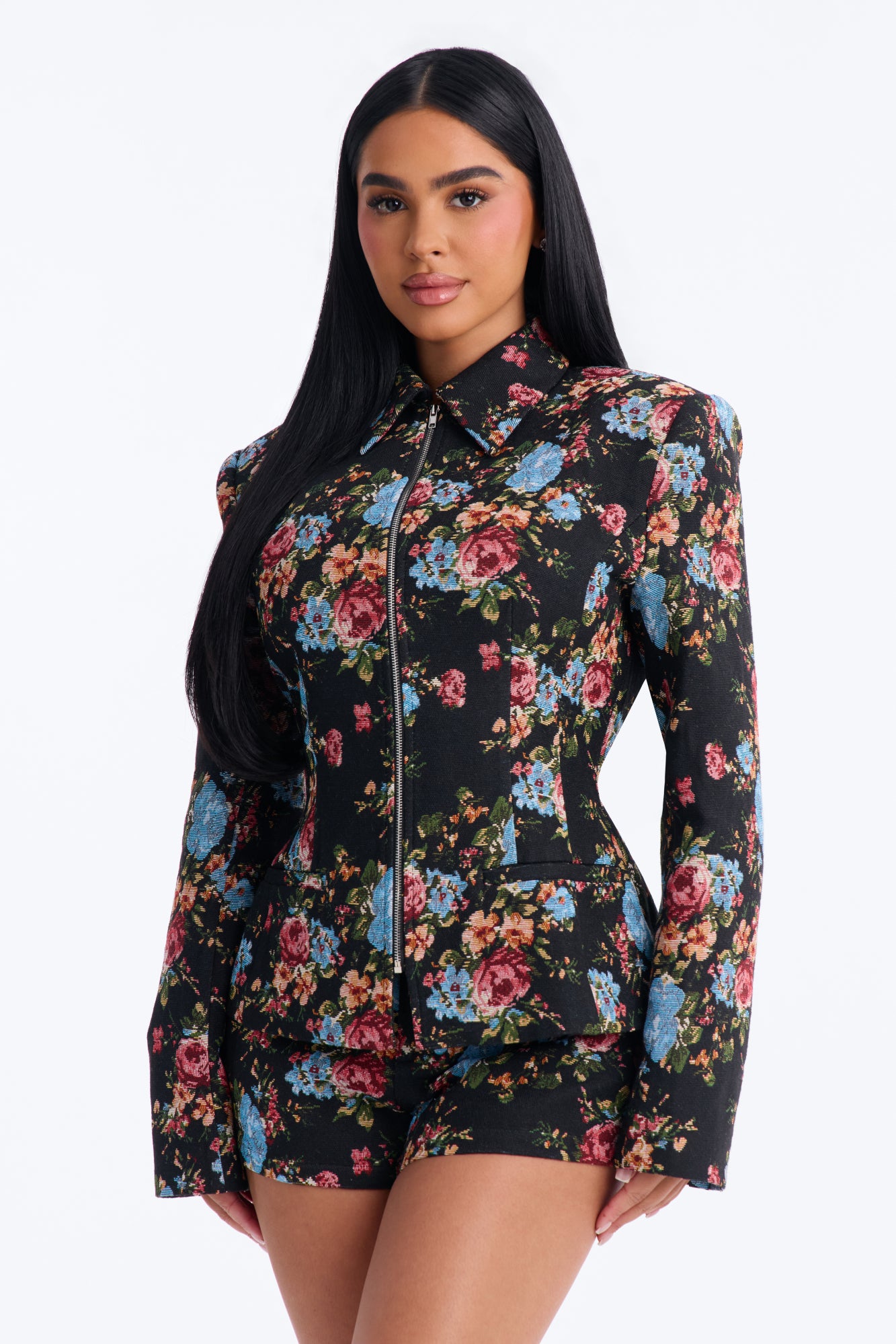 Caroline Tapestry Short Set - Black/combo
