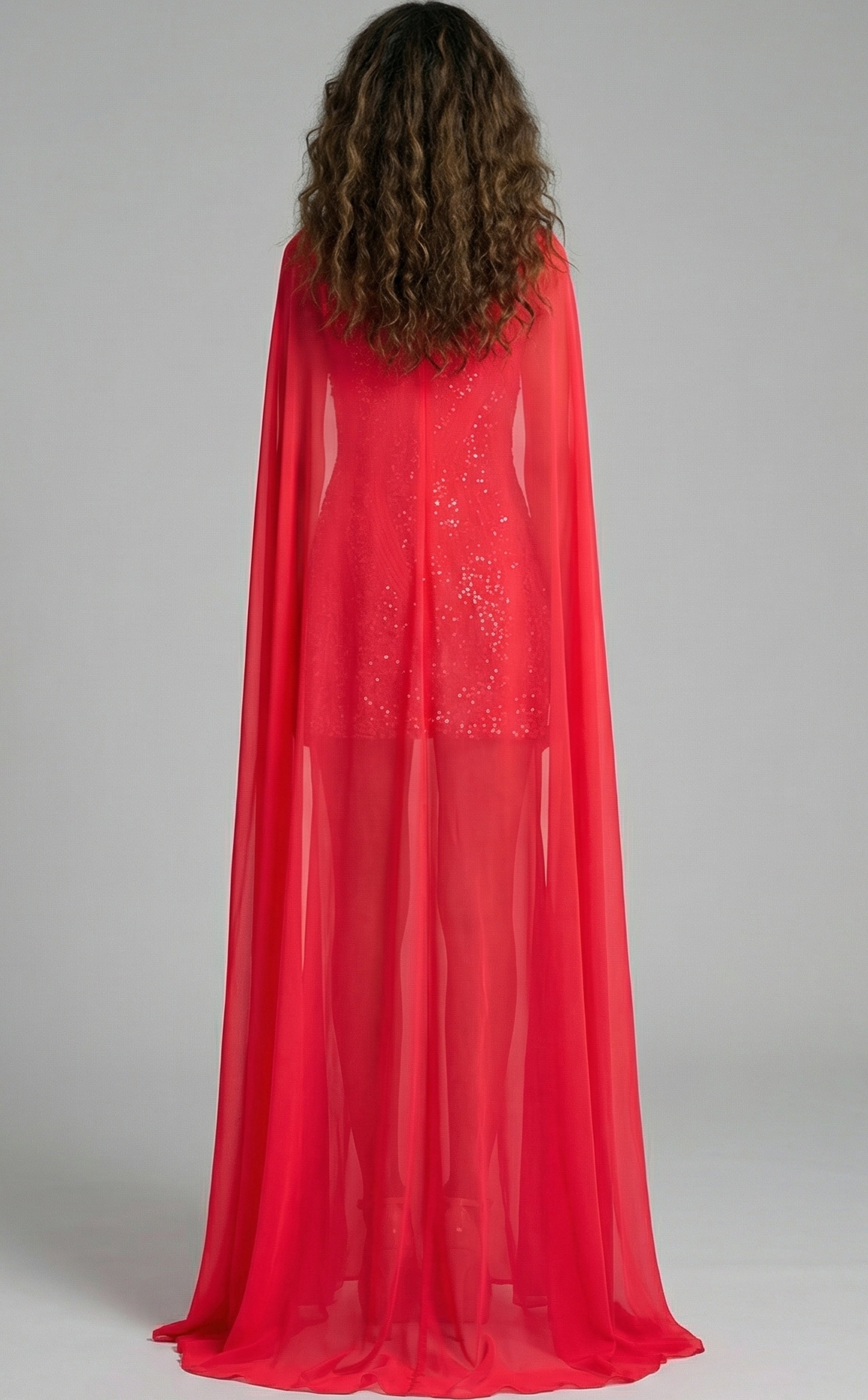 Jovani 46072 - Sequin Cape Mini Dress
