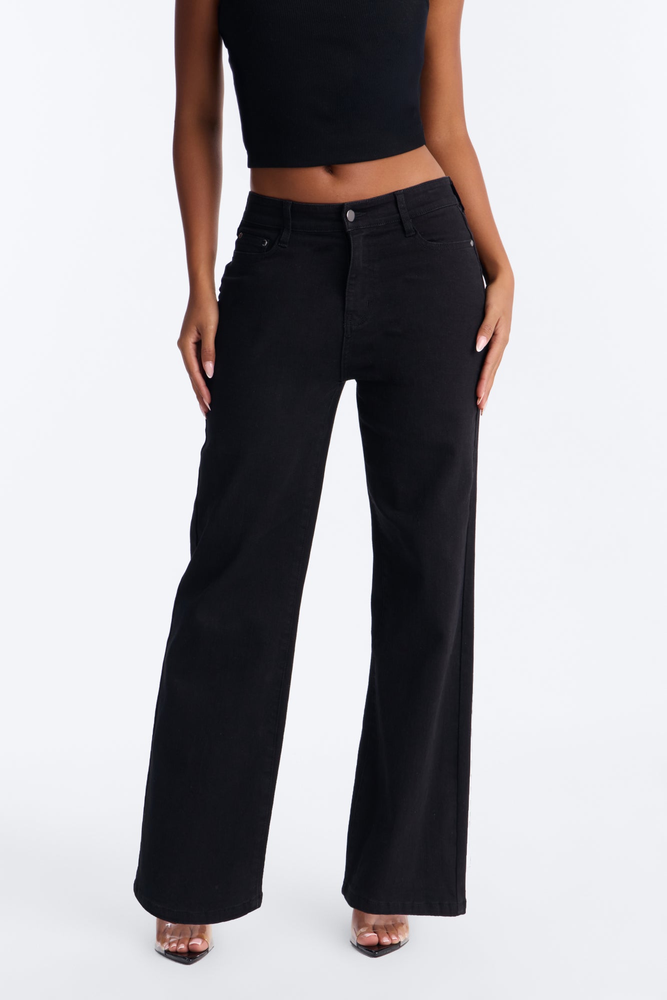 Petite Simply Basic Stretch Straight Jeans - Black