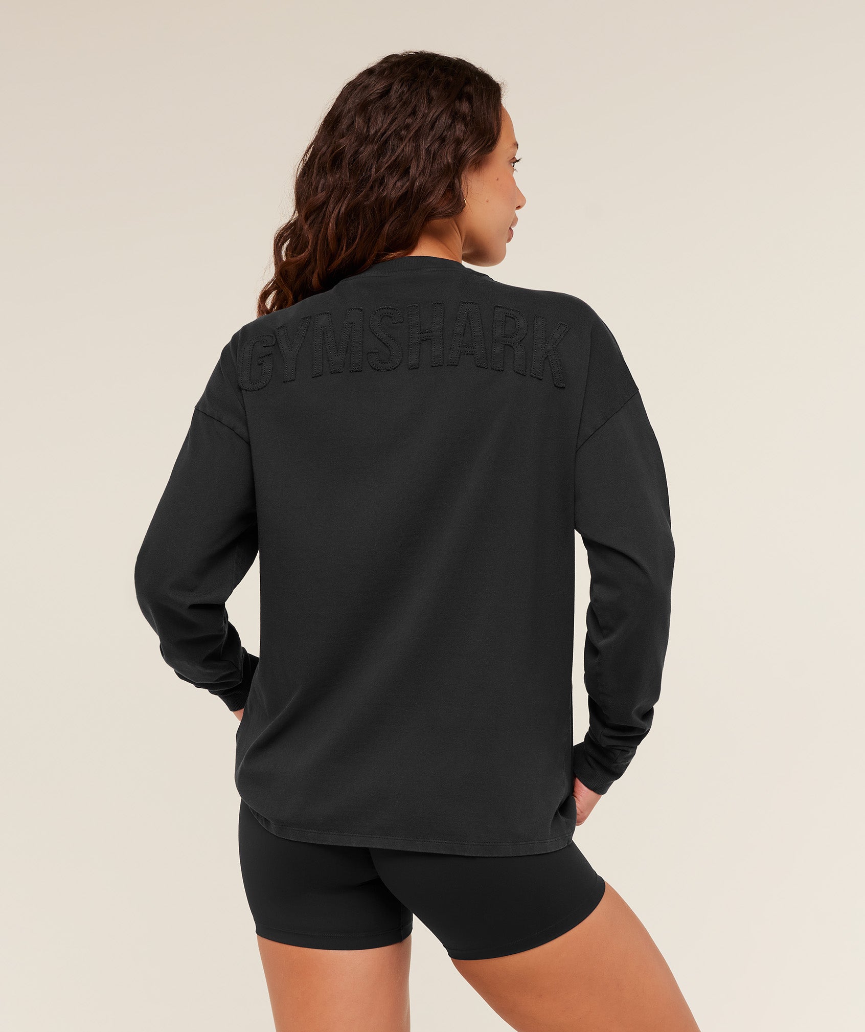 Gymshark Power Washed Long Sleeve Top - Black/Wash