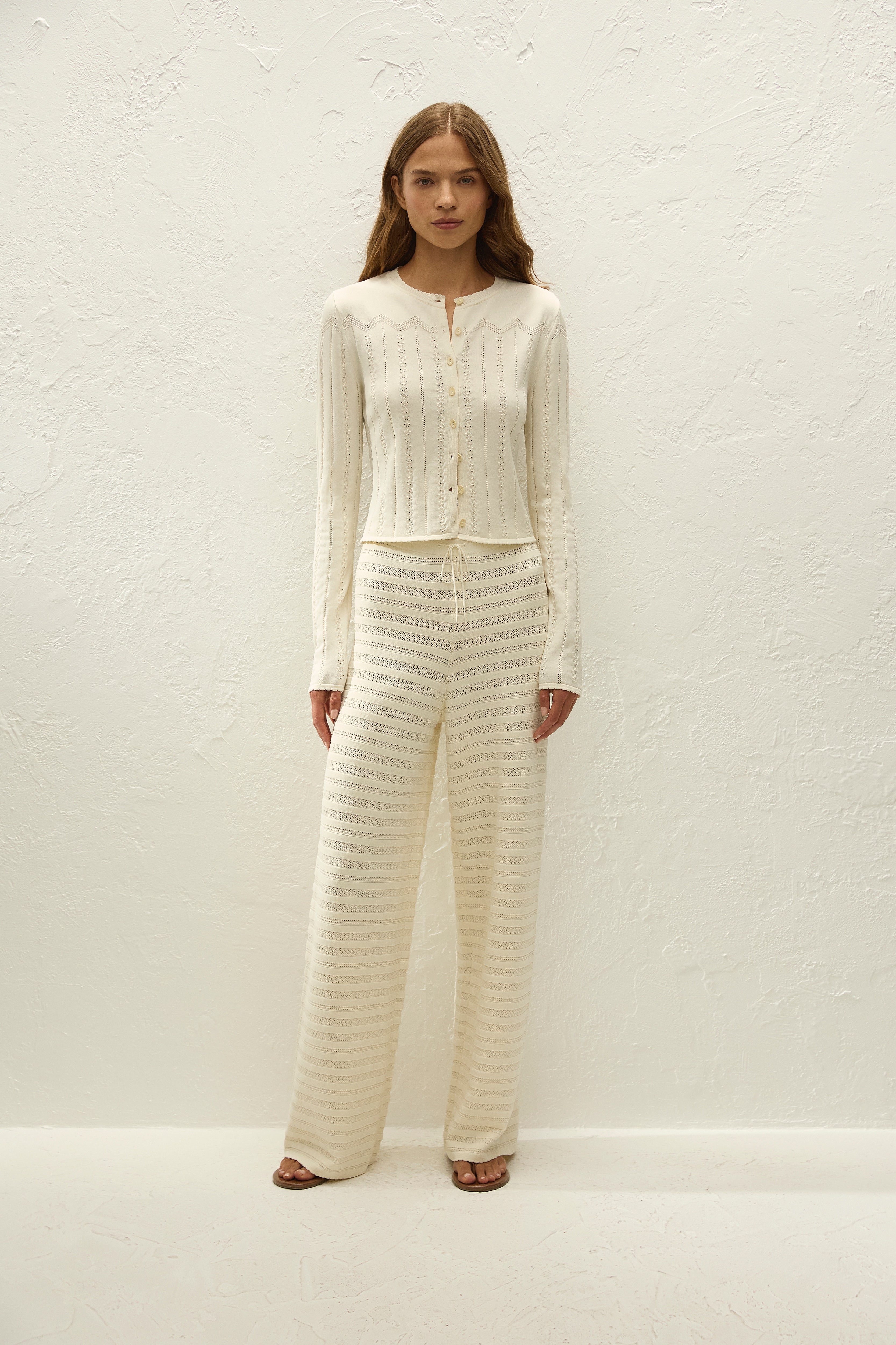 Selly Cardigan Maja Pointelle Vintage White