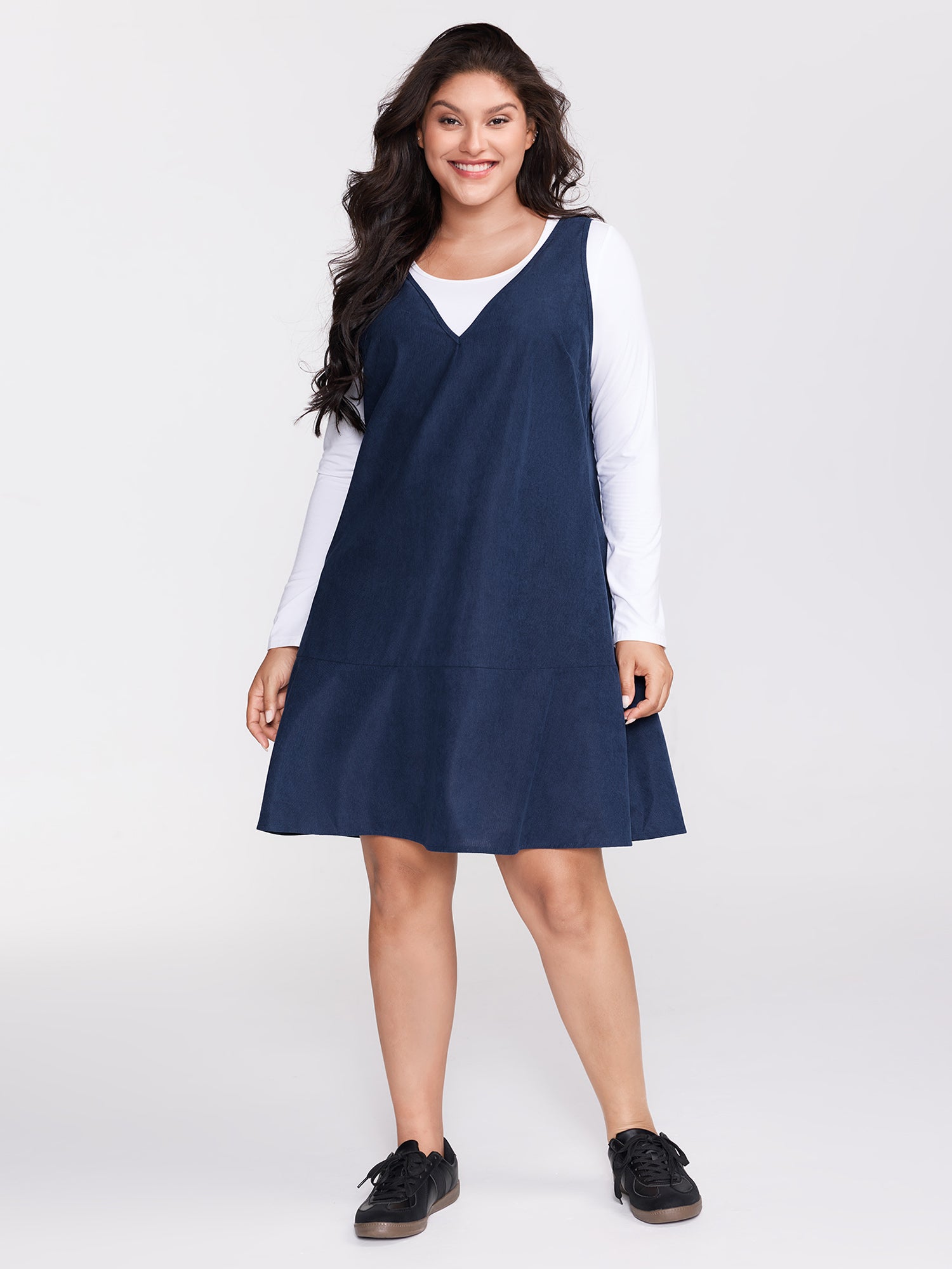 Corduroy Overall A-Line Adjustable Mini Dress