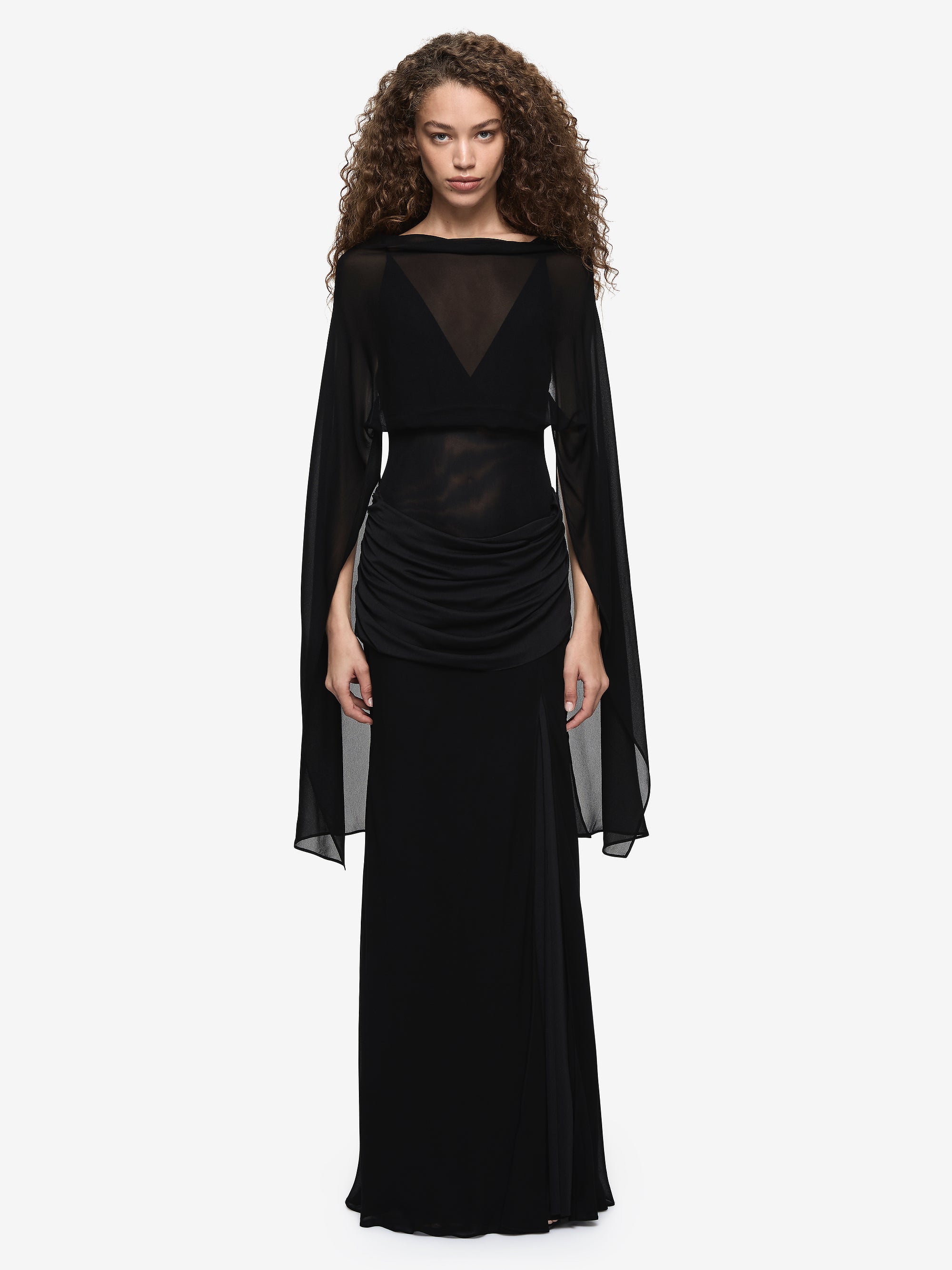 ADARA DRAPE MAXI DRESS - BLACK