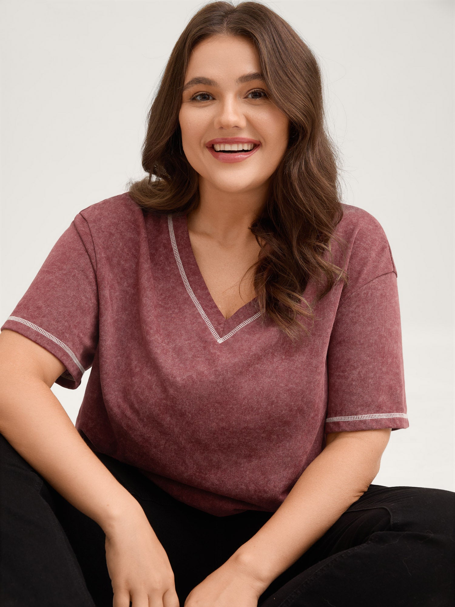 Vintage Stretchy V-Neck T-Shirt