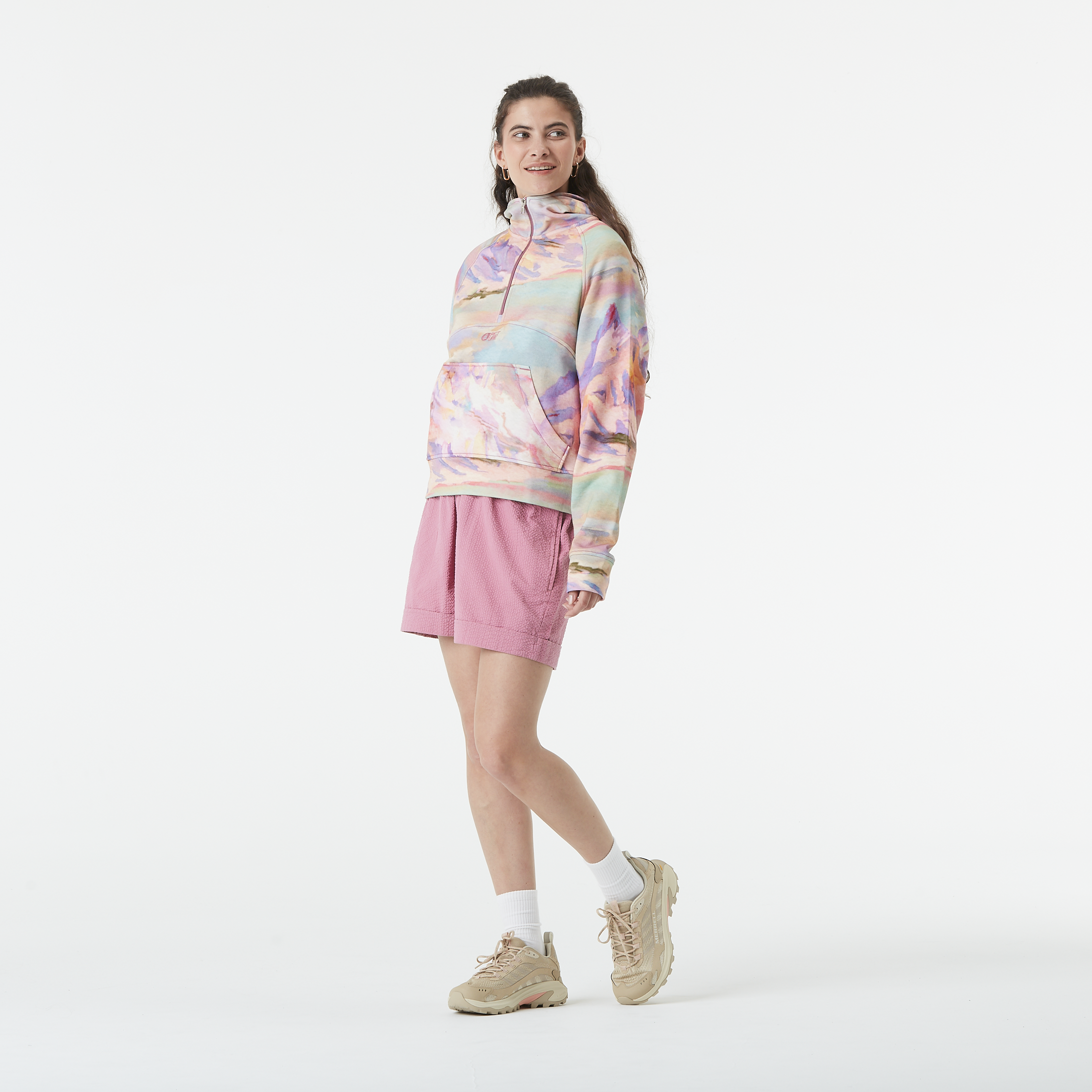 Sweat femme QUENDA 1/2 ZIP PRINTED H