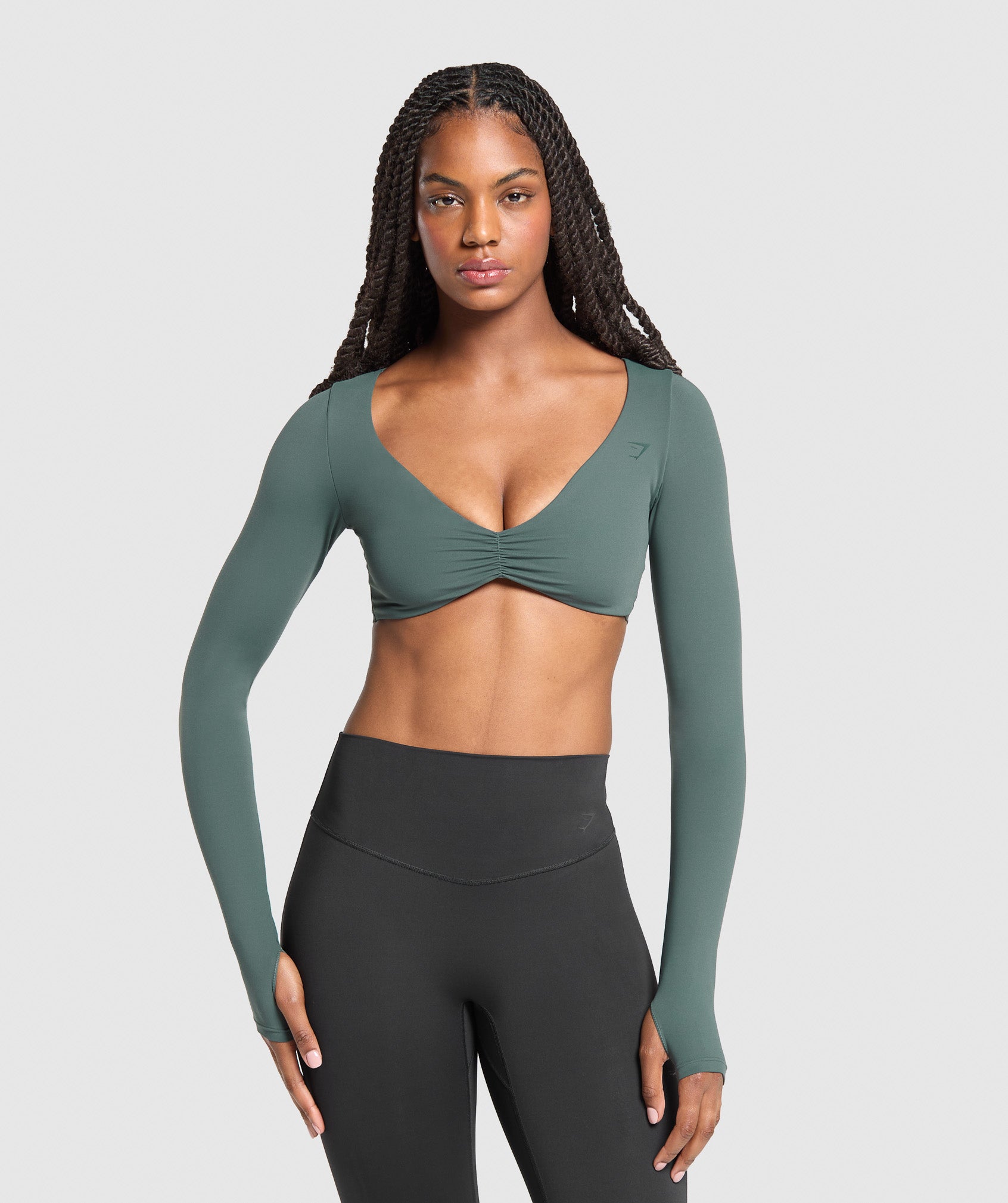 Gymshark Ruched Long Sleeve Top - Slate Teal