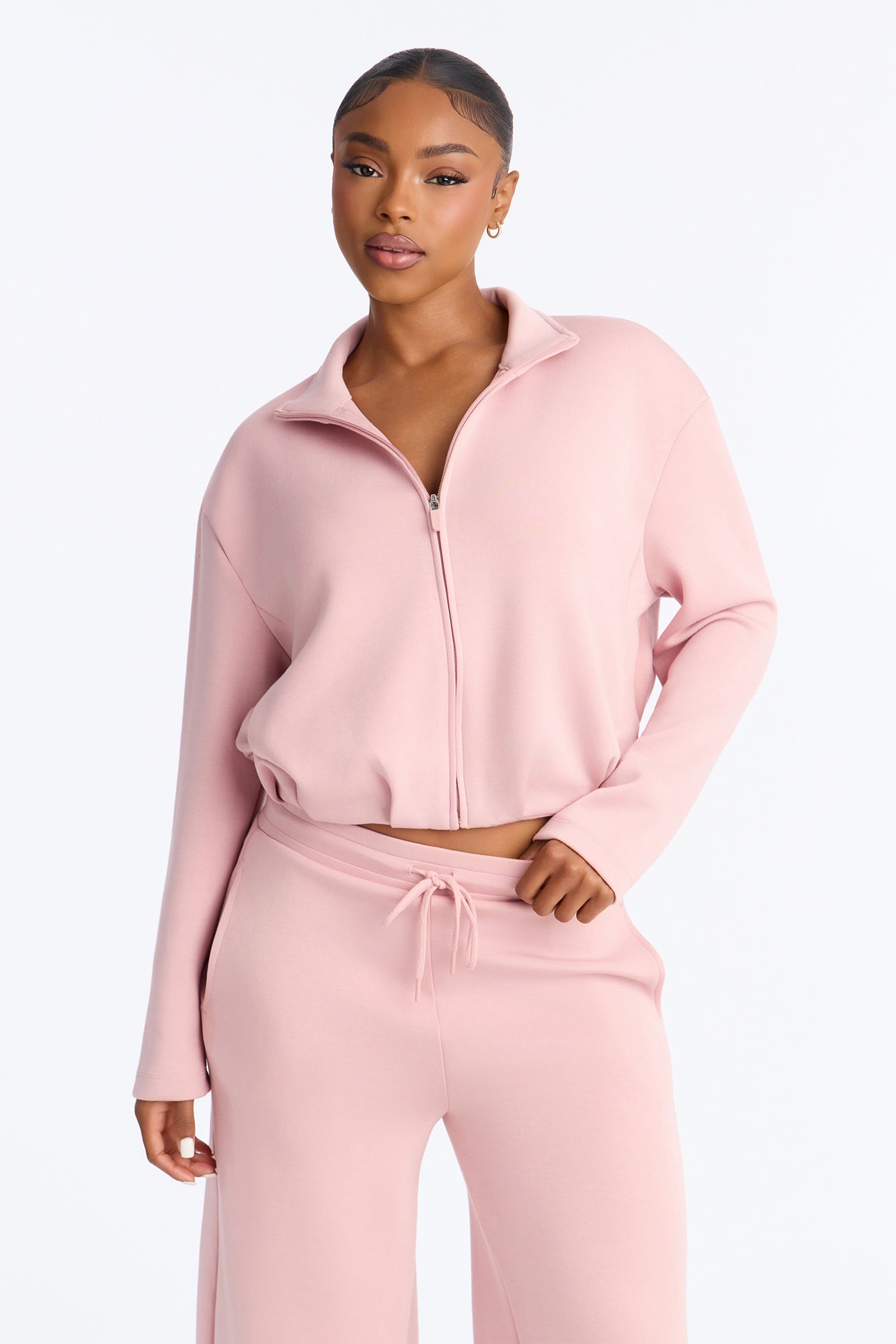Bella Scuba Bubble Hem Lounge Sweatshirt - Pink