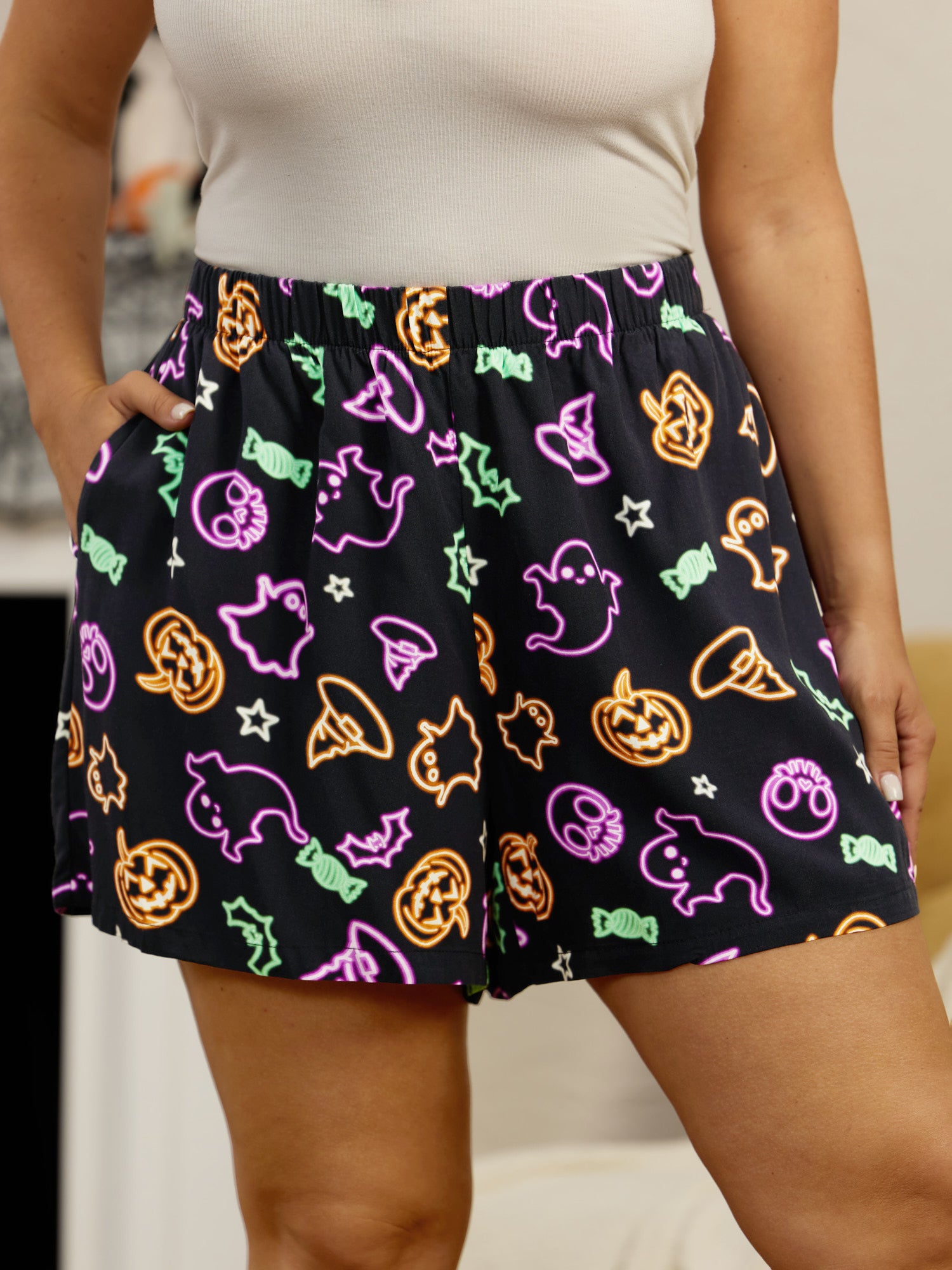 Supersoft Neon Ghost Pumpkin Print Lounge Bottoms
