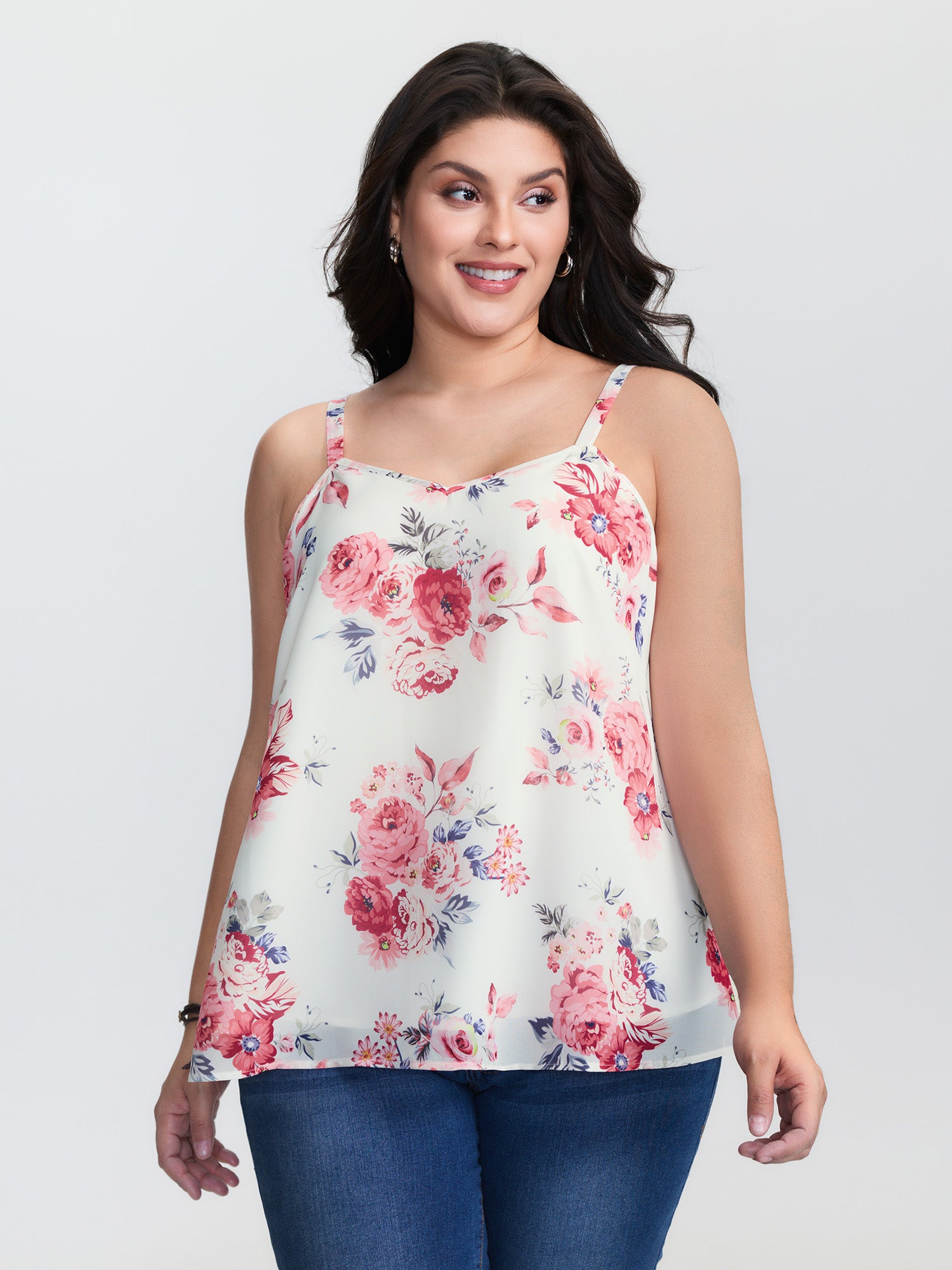 Romantic Floral Print Cami Tank Top