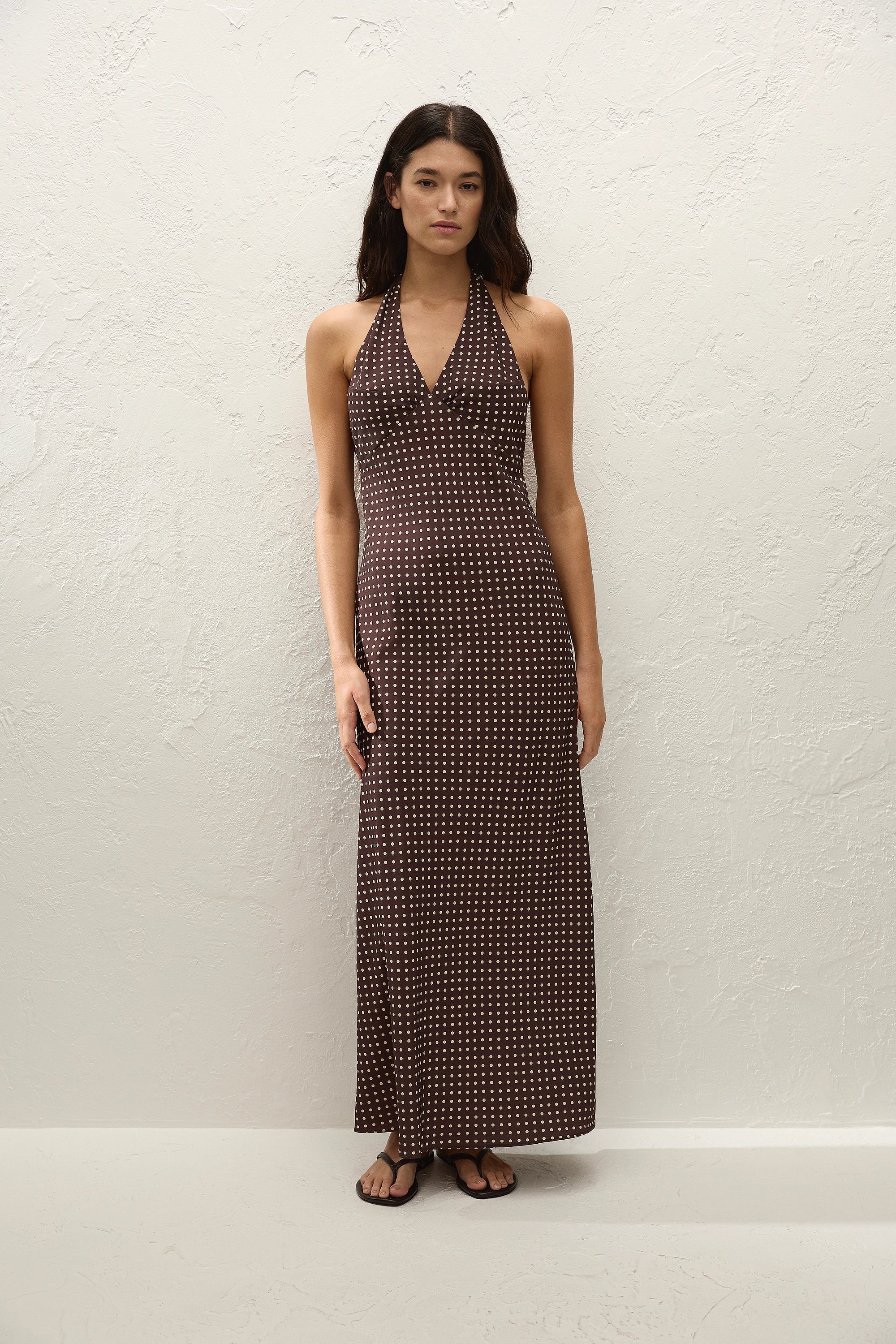 Rosa Maxi Dress Polkadot Chocolate Plum - Final Sale