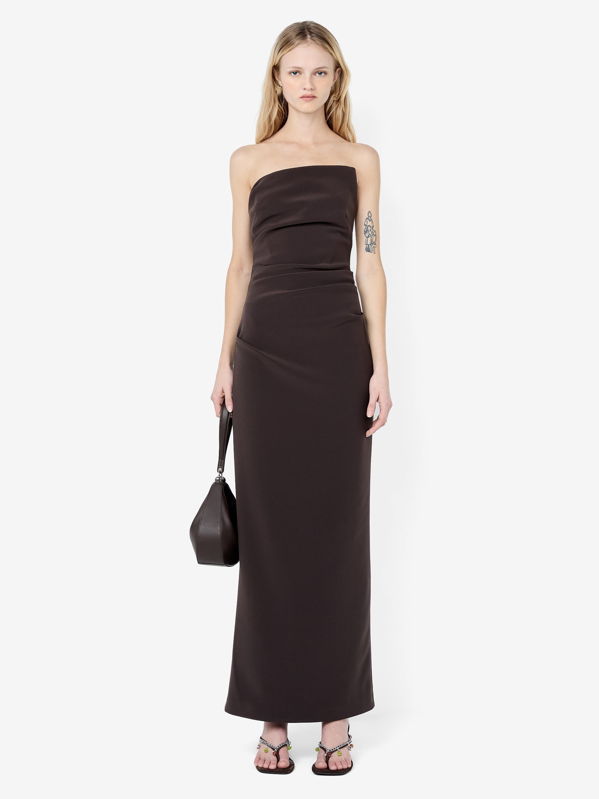 LIOR STRAPLESS DRESS - ESPRESSO