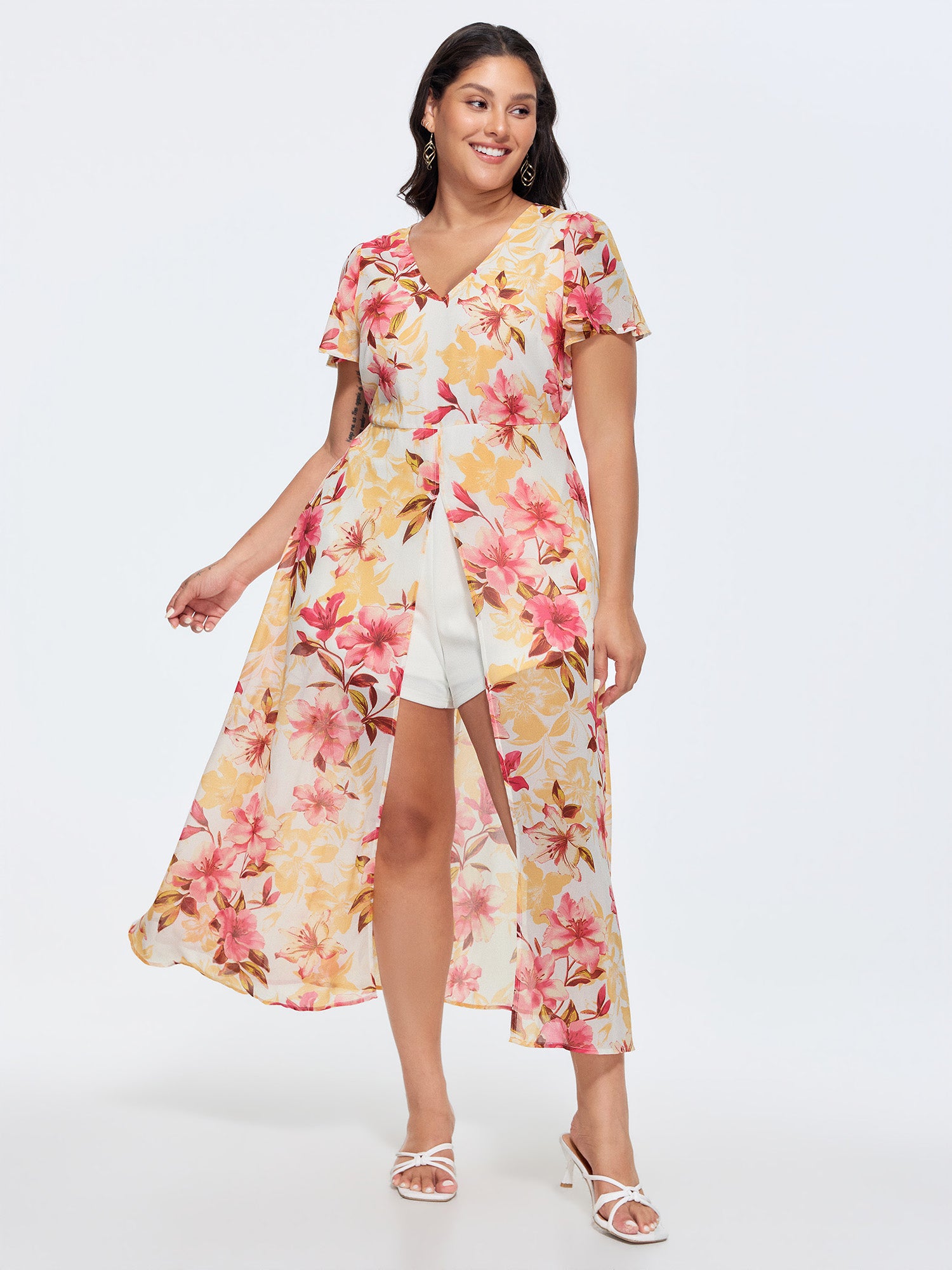 Floral Print Stretchy Layered Jumpsuit