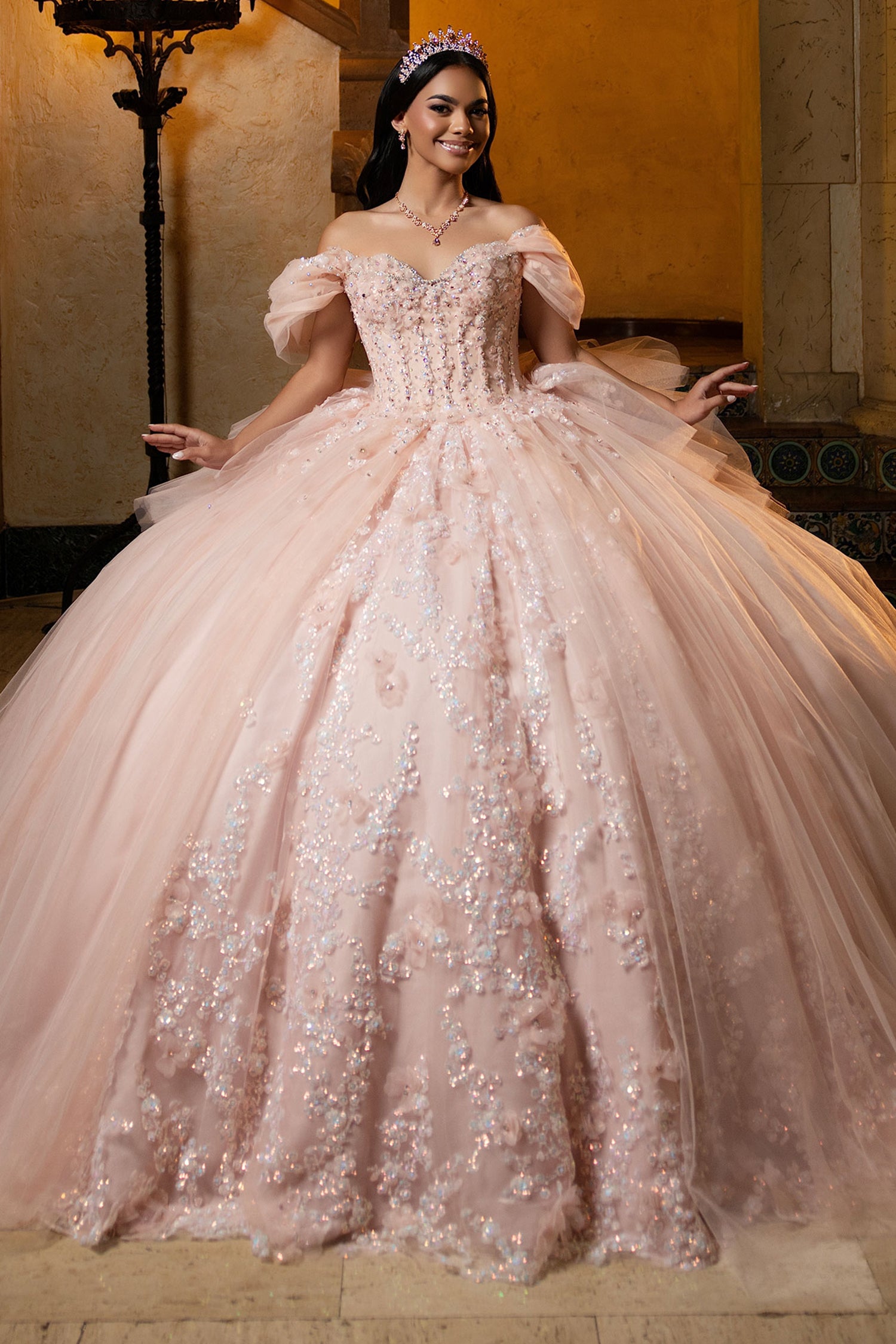 Vizcaya by Mori Lee 4080050 - Ruffled Back 3D Floral Quinceanera Gown