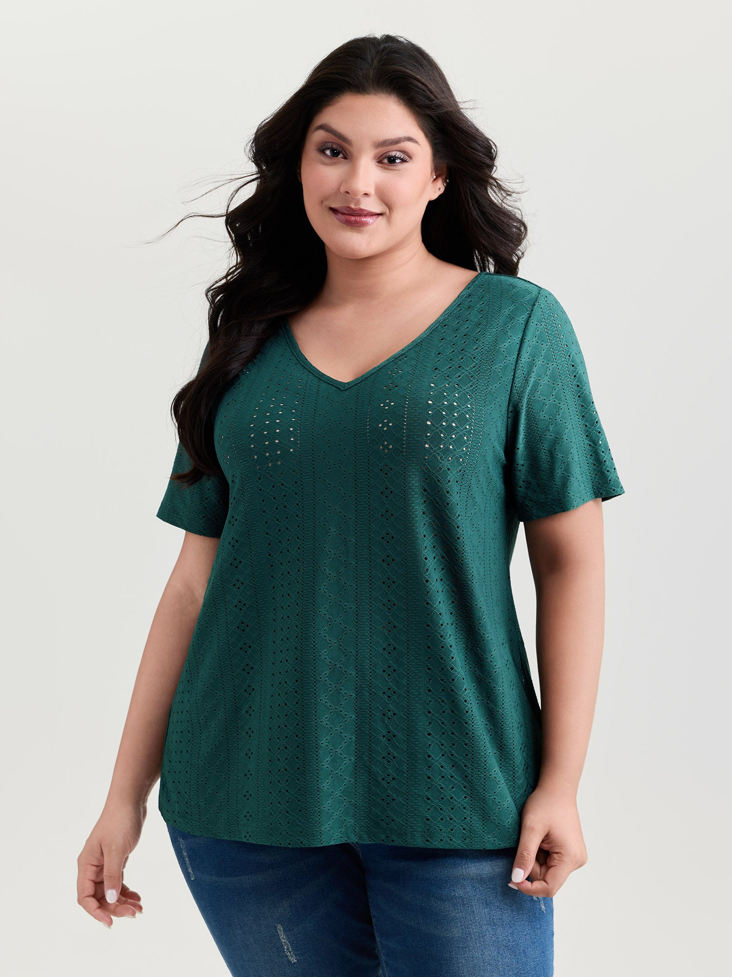Eyelet Trim Draped Stretchy Backless Top