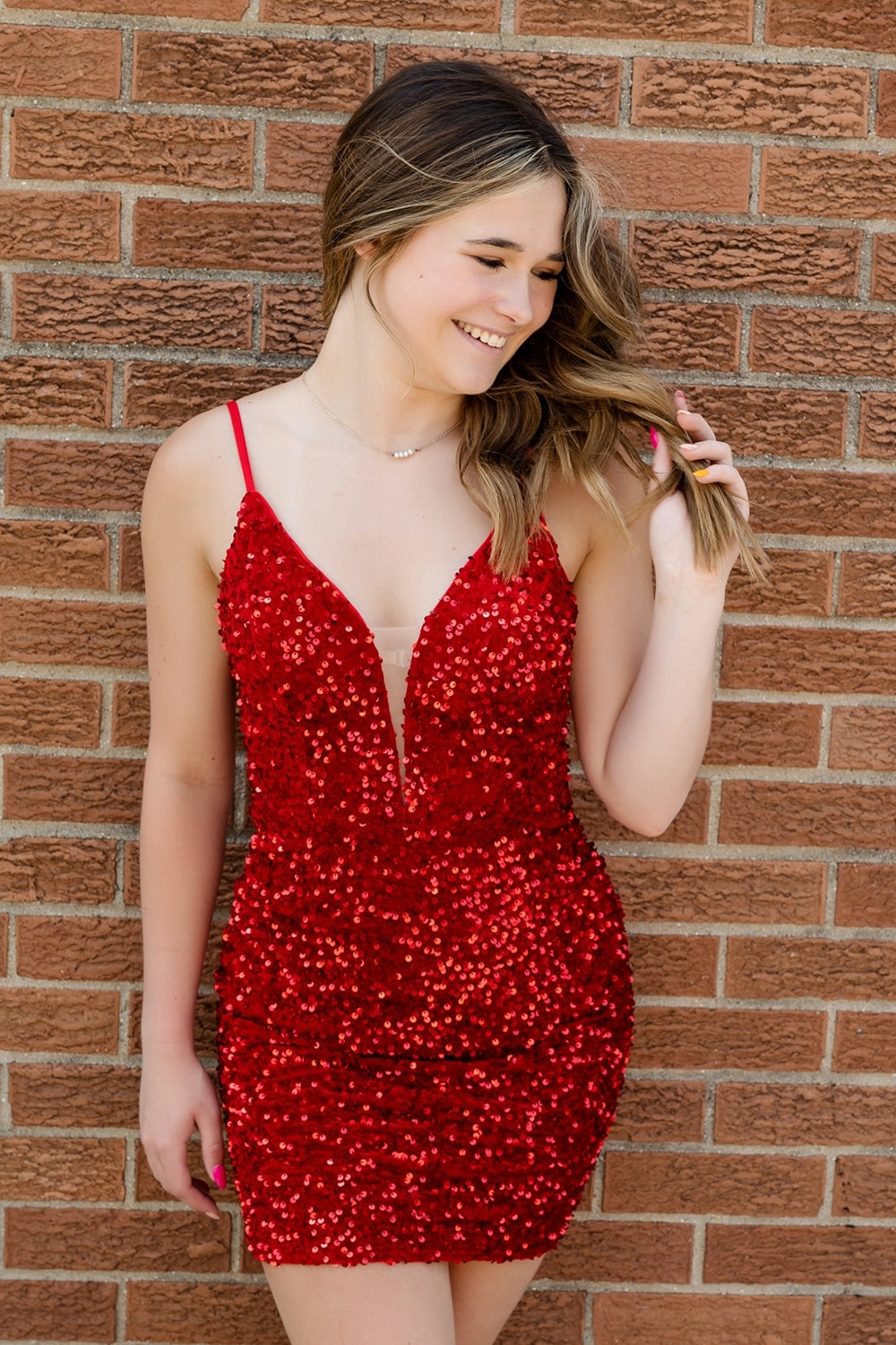 Sparkly Red Sequin Sleeveless Tight Short Homecoming Dress/Mini Dress
