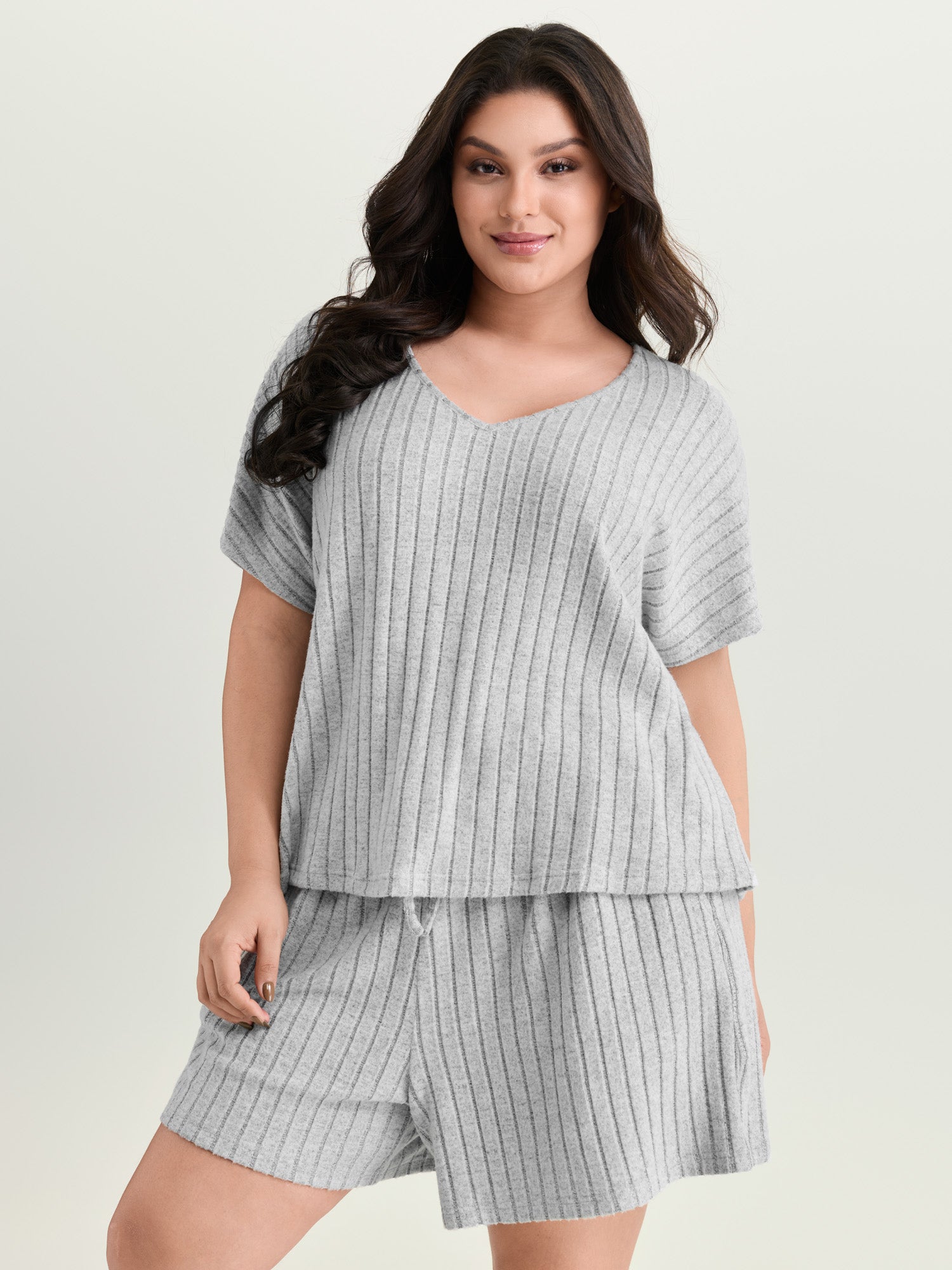 Stretchy-Fit Ribbed Texture Lounge Set