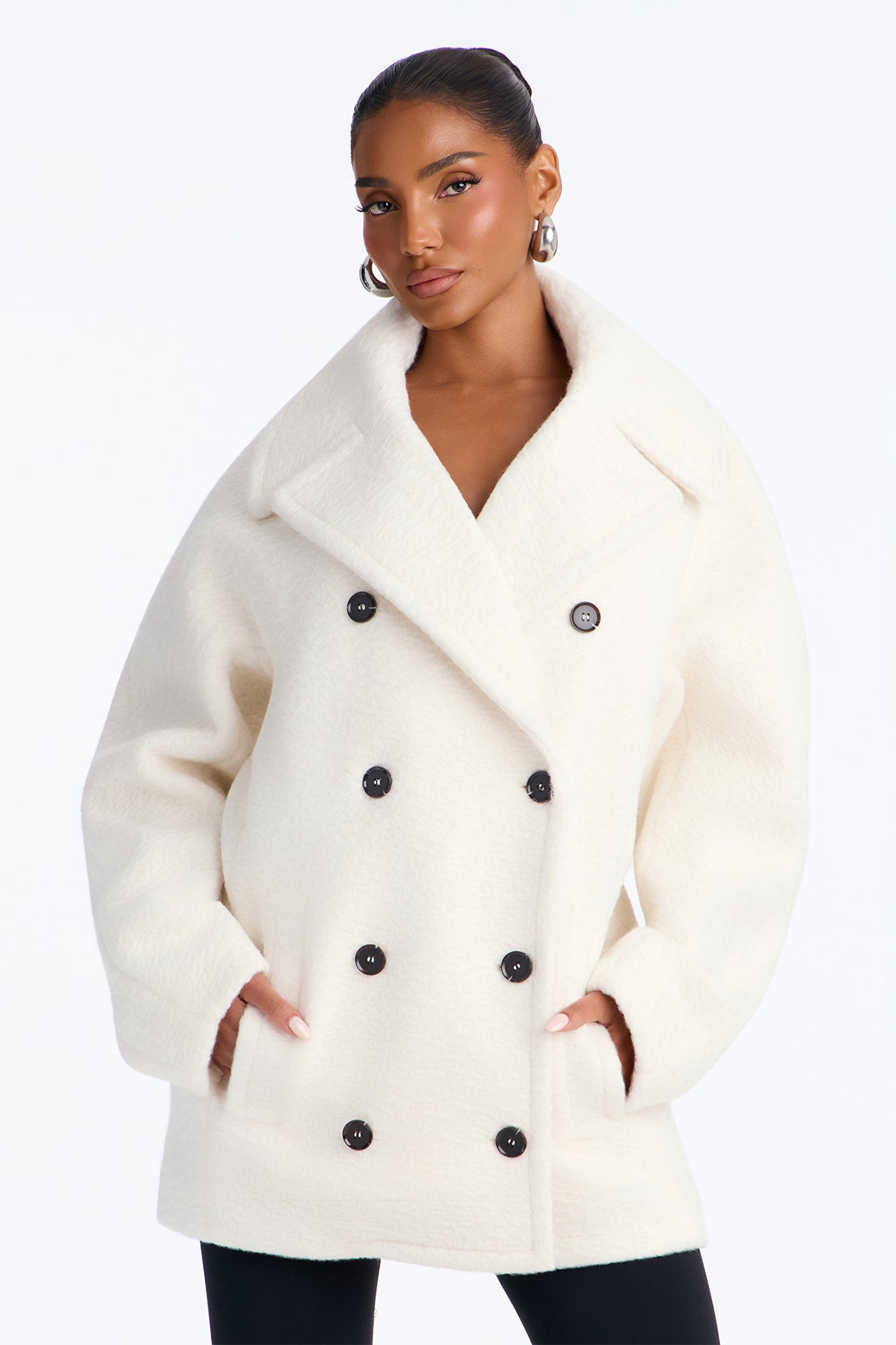 Staying Warm Wool Blend Coat - Ivory