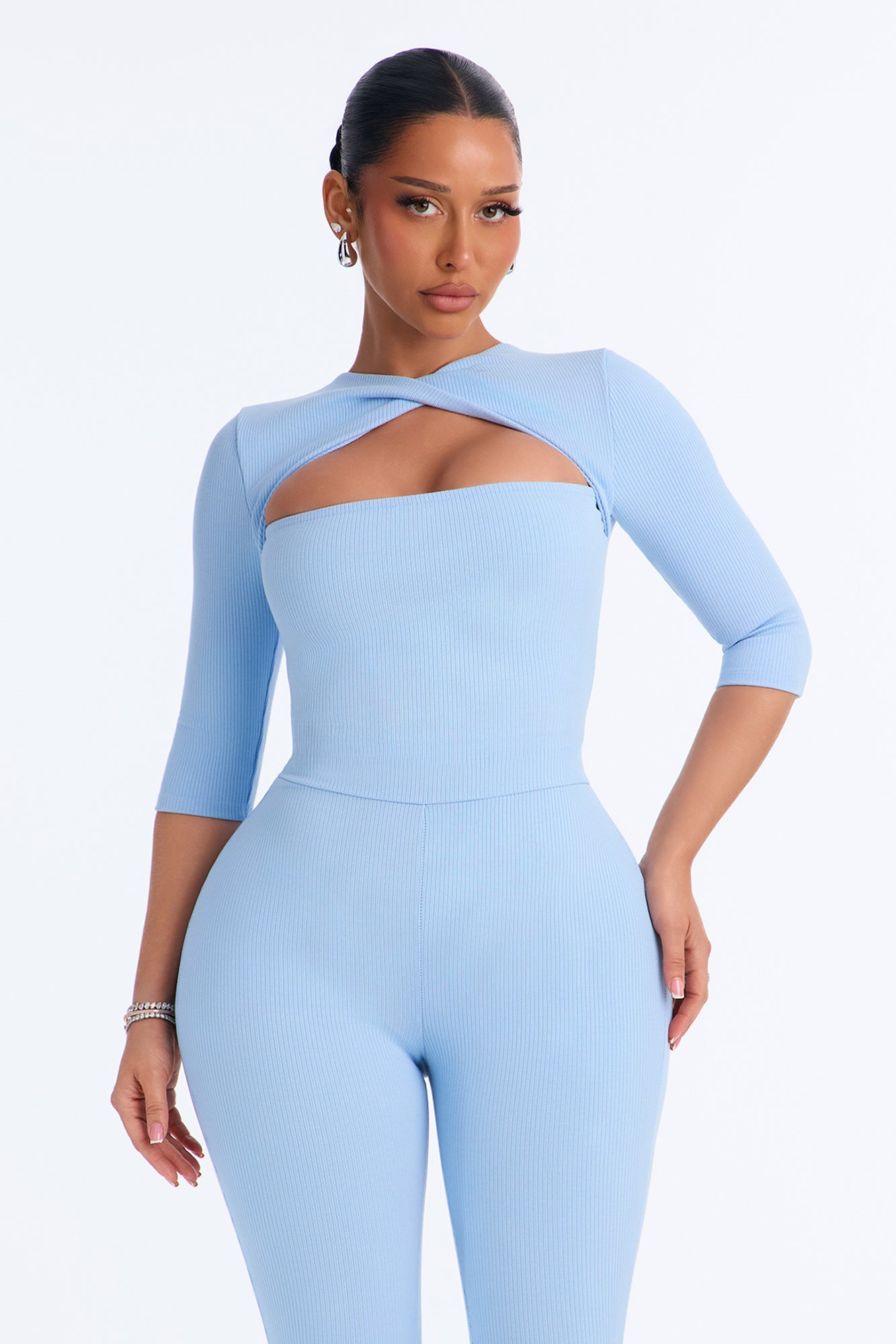 Alessia Snatched Jumpsuit - Light Blue
