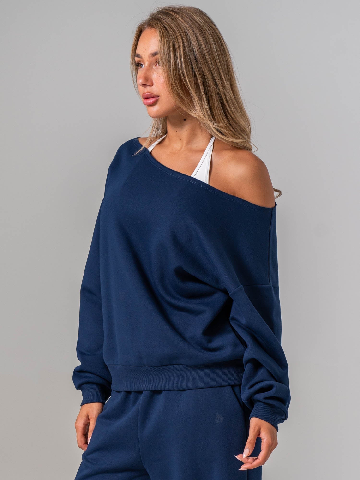 Off The Shoulder Sweater - Navy