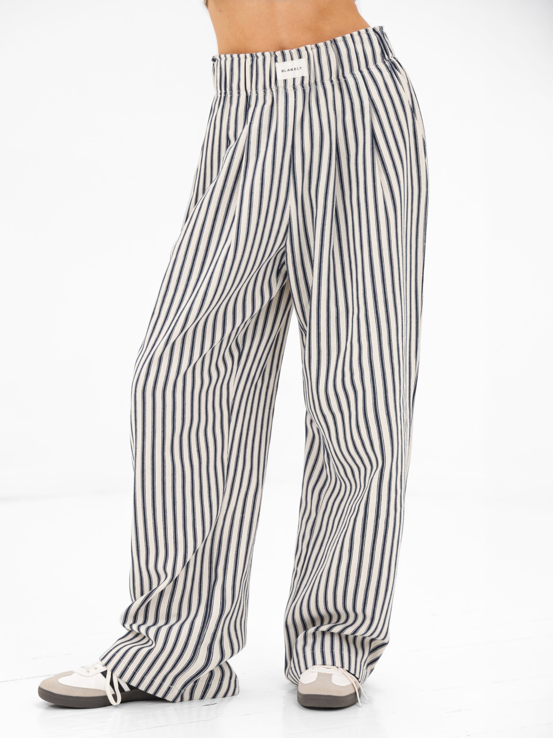 Lou Stripe Trousers - Dark Navy