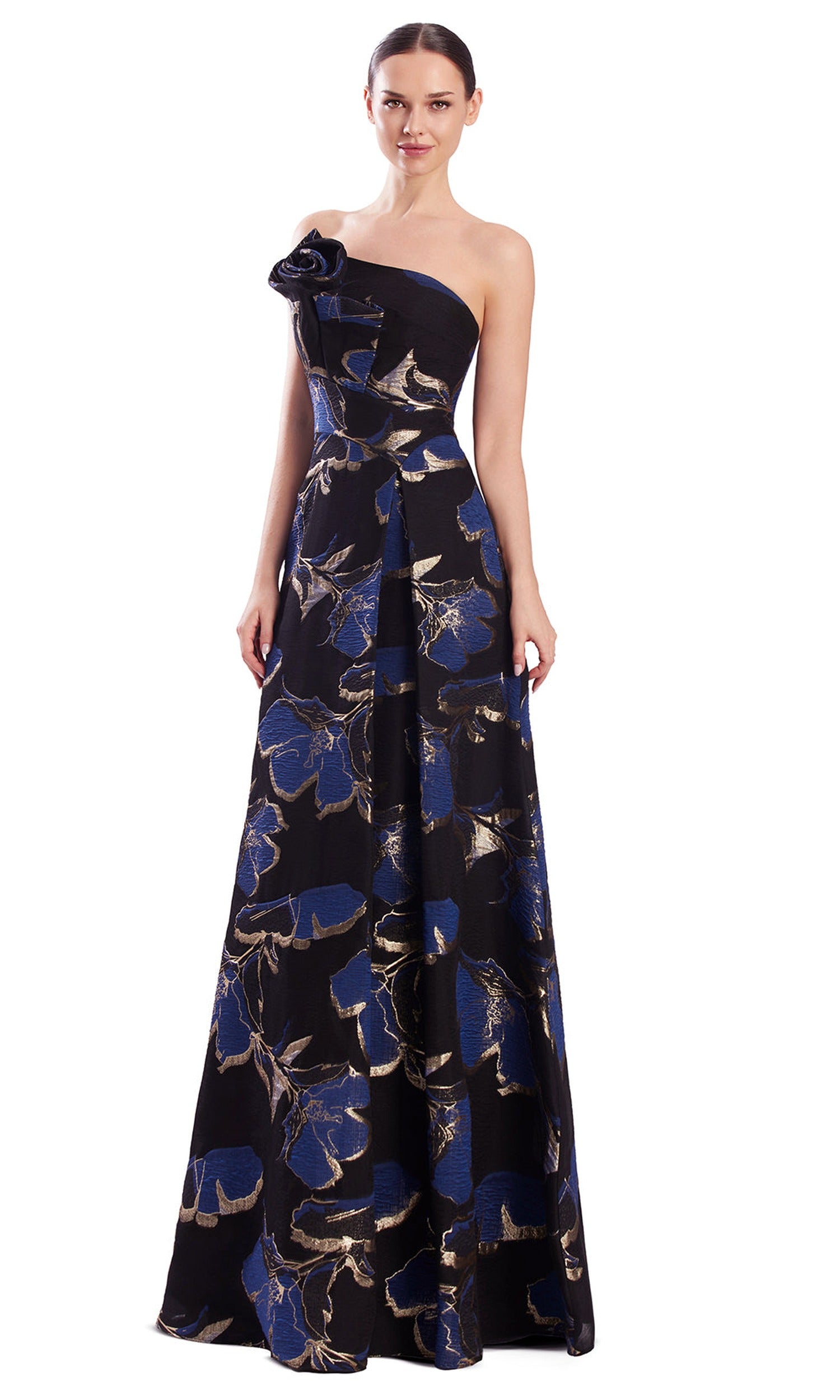 Alexander by Daymor 3316F26 - Floral One Shoulder A-Line Evening Gown