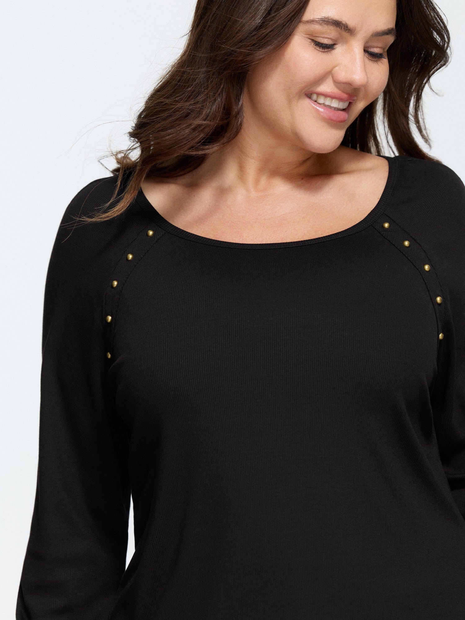 Supersoft Metal Stud Raglan Long Sleeve T-Shirt