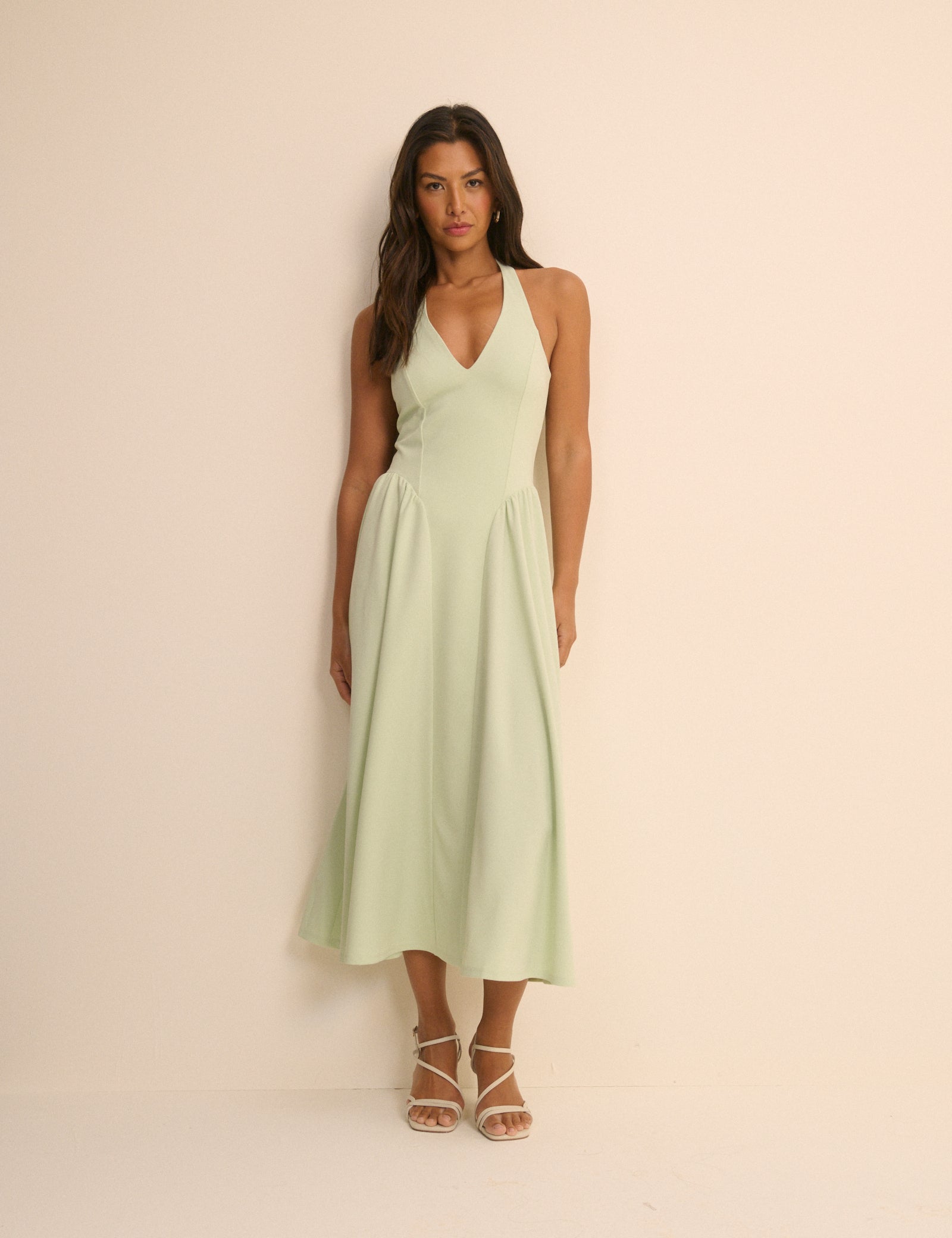 Mint Green Halterneck Amie Midi Dress