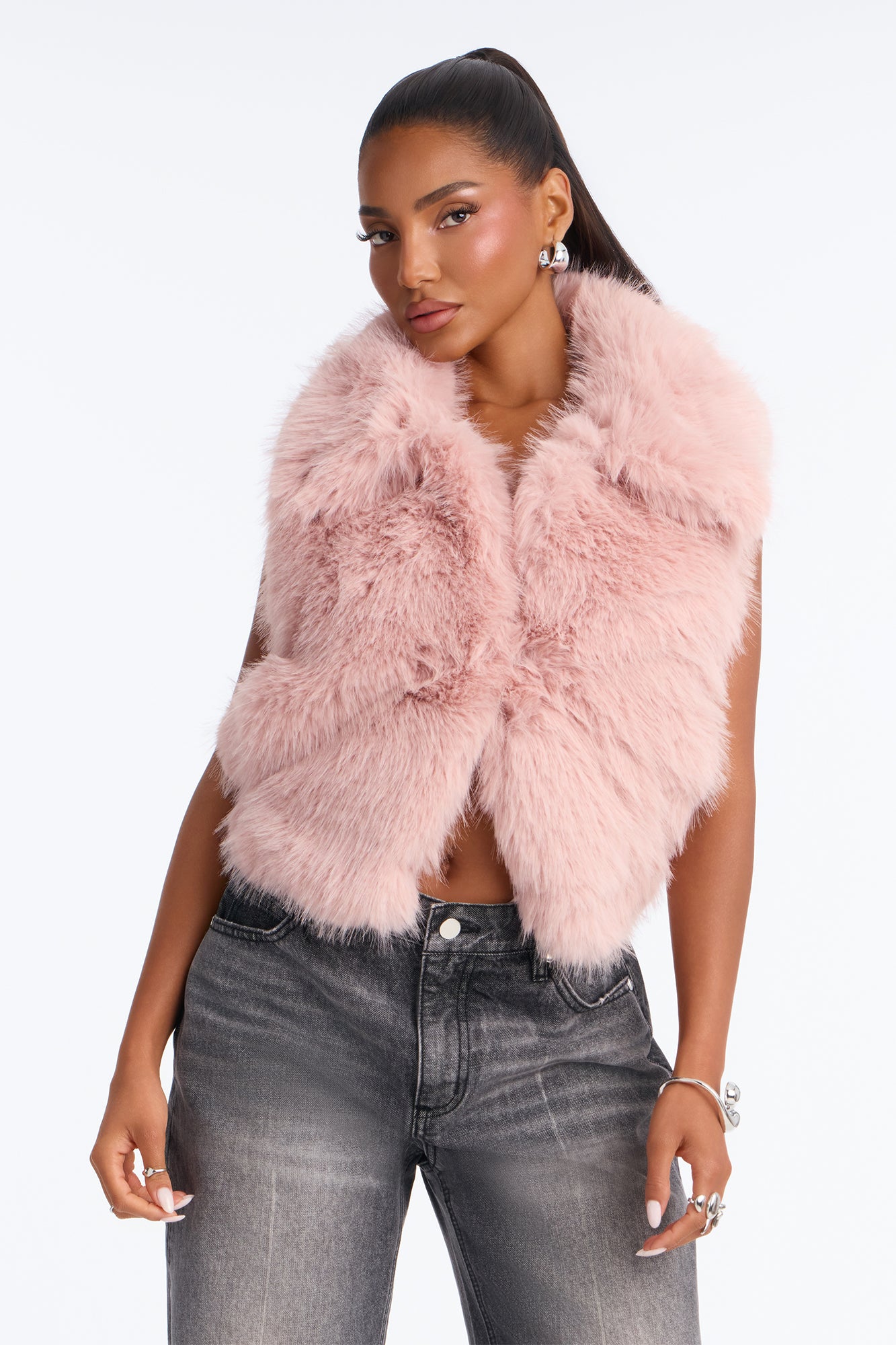 Midnight Moves Faux Fur Vest - Mauve