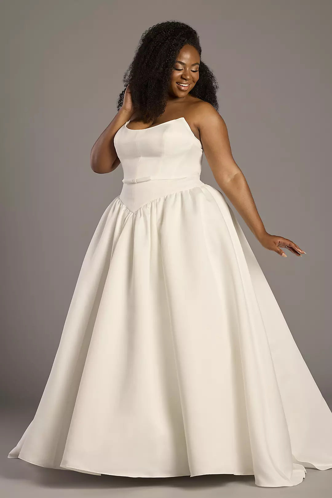 Satin Basque Waist Ball Gown with Scarf