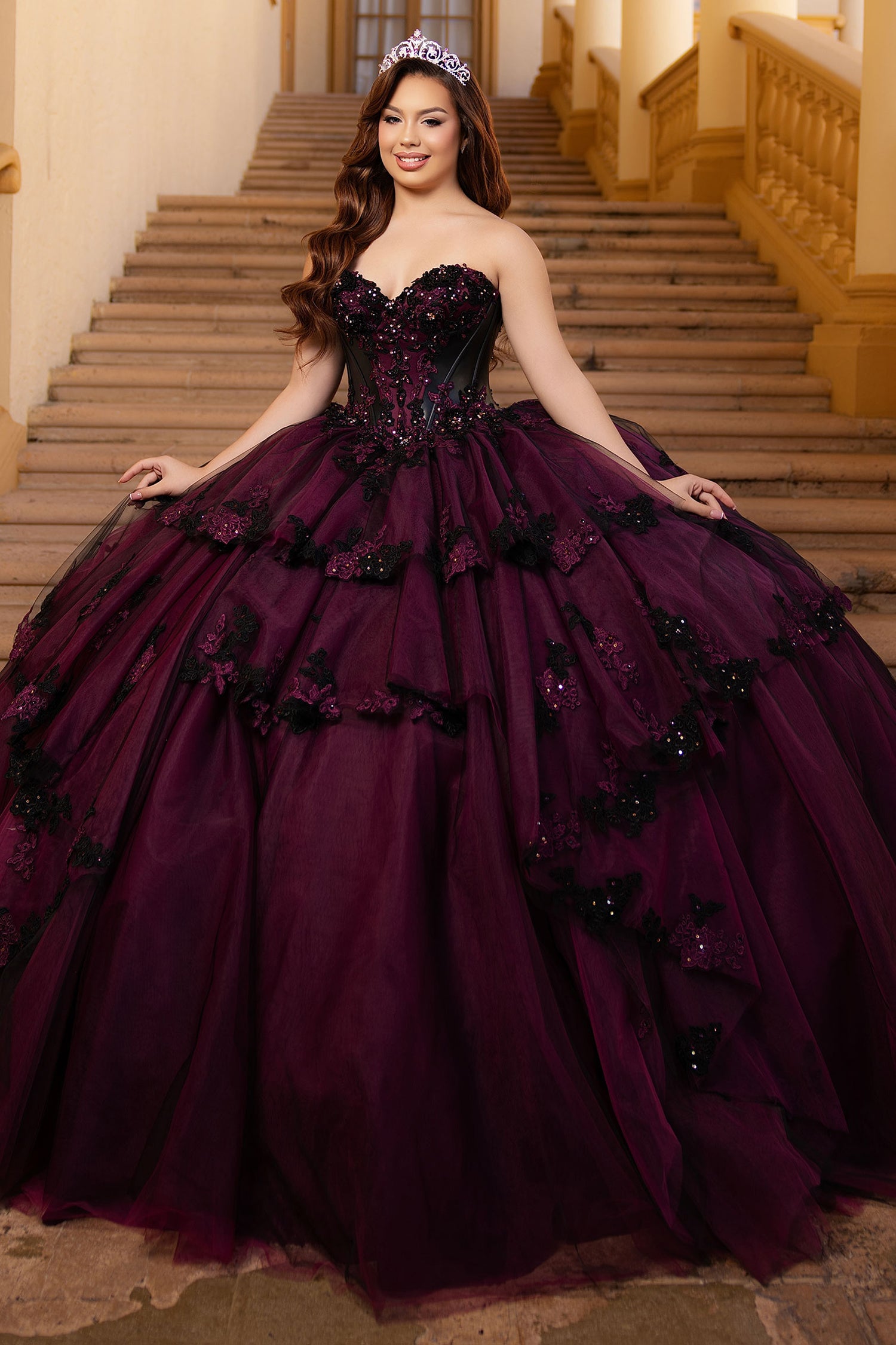 Vizcaya by Mori Lee 4080071 - Leather Corset Applique Quinceneara Gown