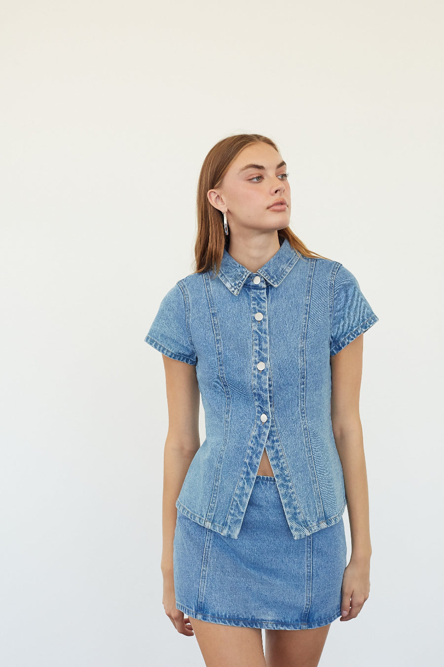 Harlow Denim Button Up Top