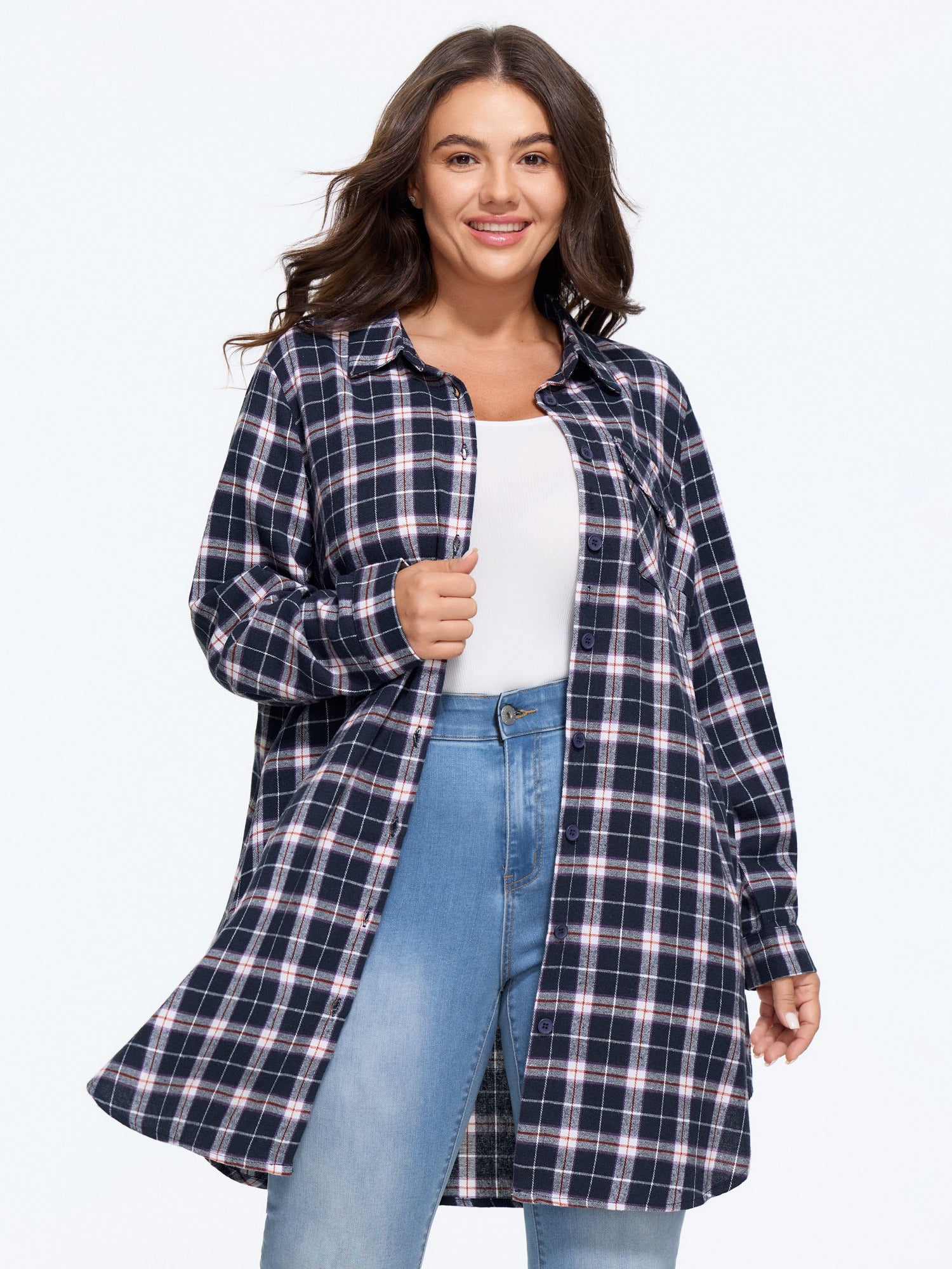 Plaid Patch Pocket Button Down Jacket