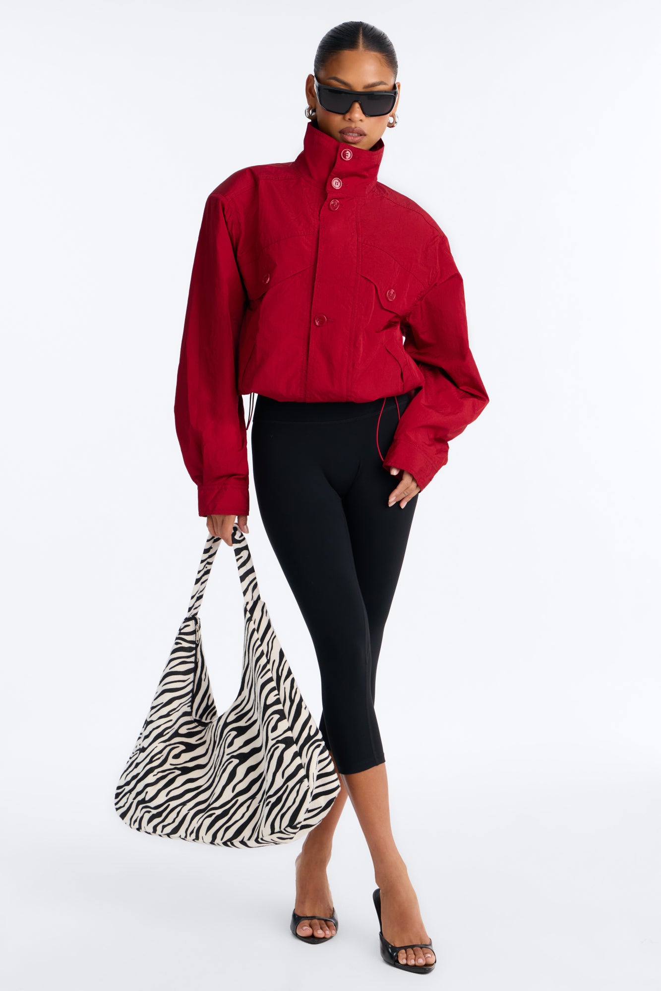 Pretty Chill Funnel Neck Windbreaker - Red