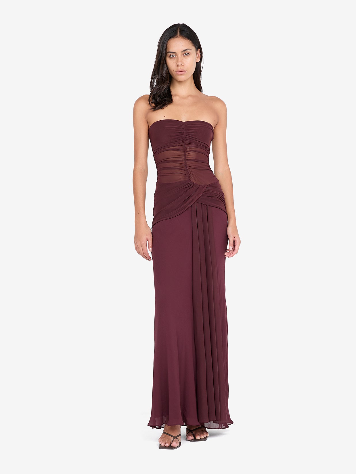 NOEMI STRAPLESS DRESS - PLUM