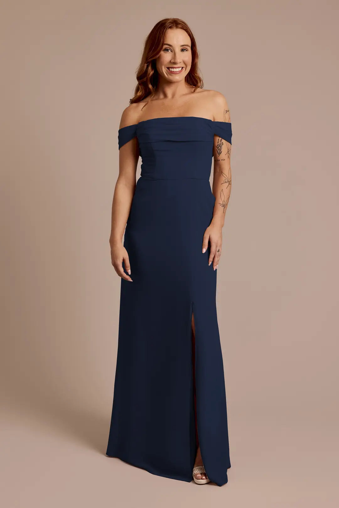 Chiffon Off-the-Shoulder Draped Dress