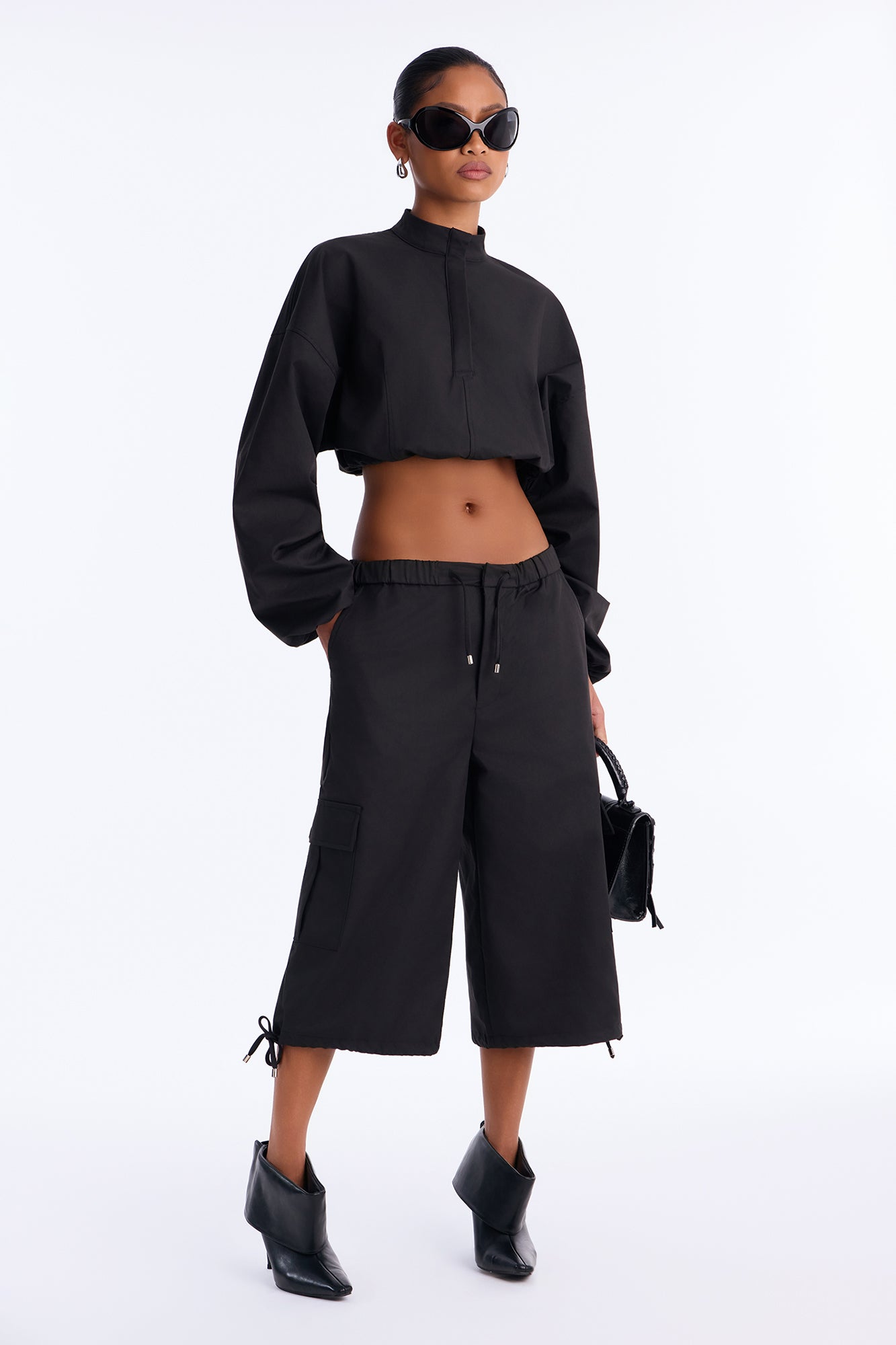 Zarah Cargo Bermuda Short Set - Black